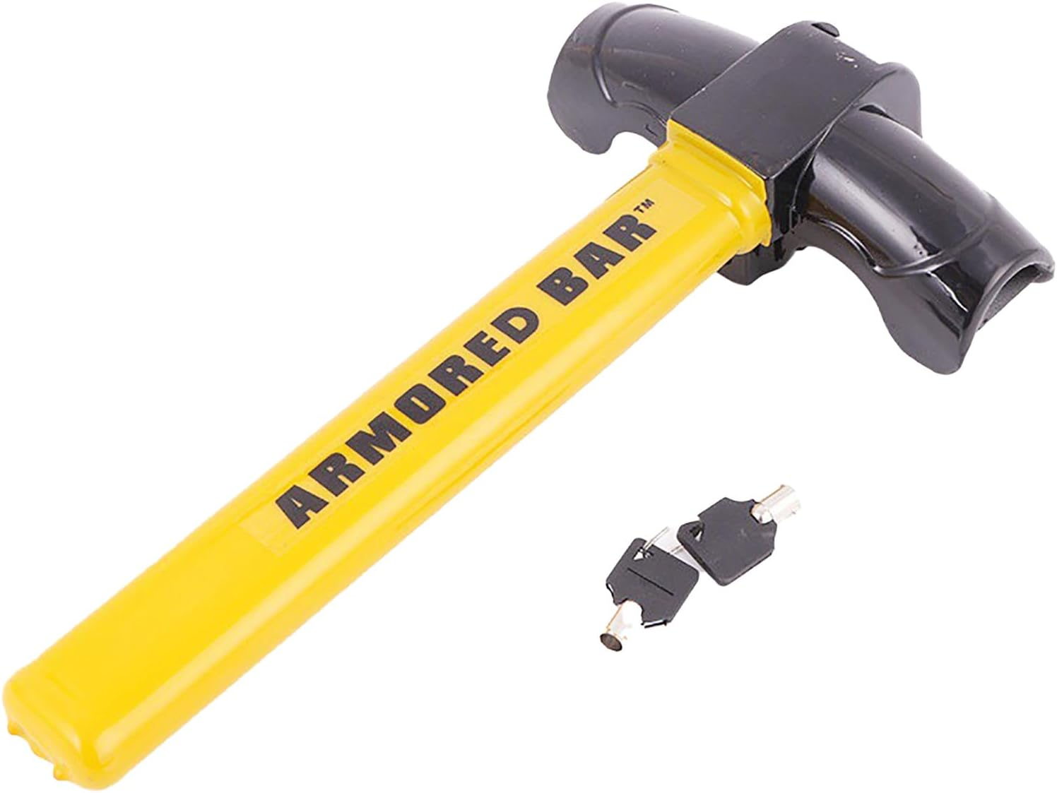 Steering Wheel Lock for Cars, Universal Auto Anti-Theft Lock with 2 Keys - Highly Visible Security Device for Car, Truck, SUV, Van - Easy to Install & Store, Deterrent against Vehicle Theft (Yellow)