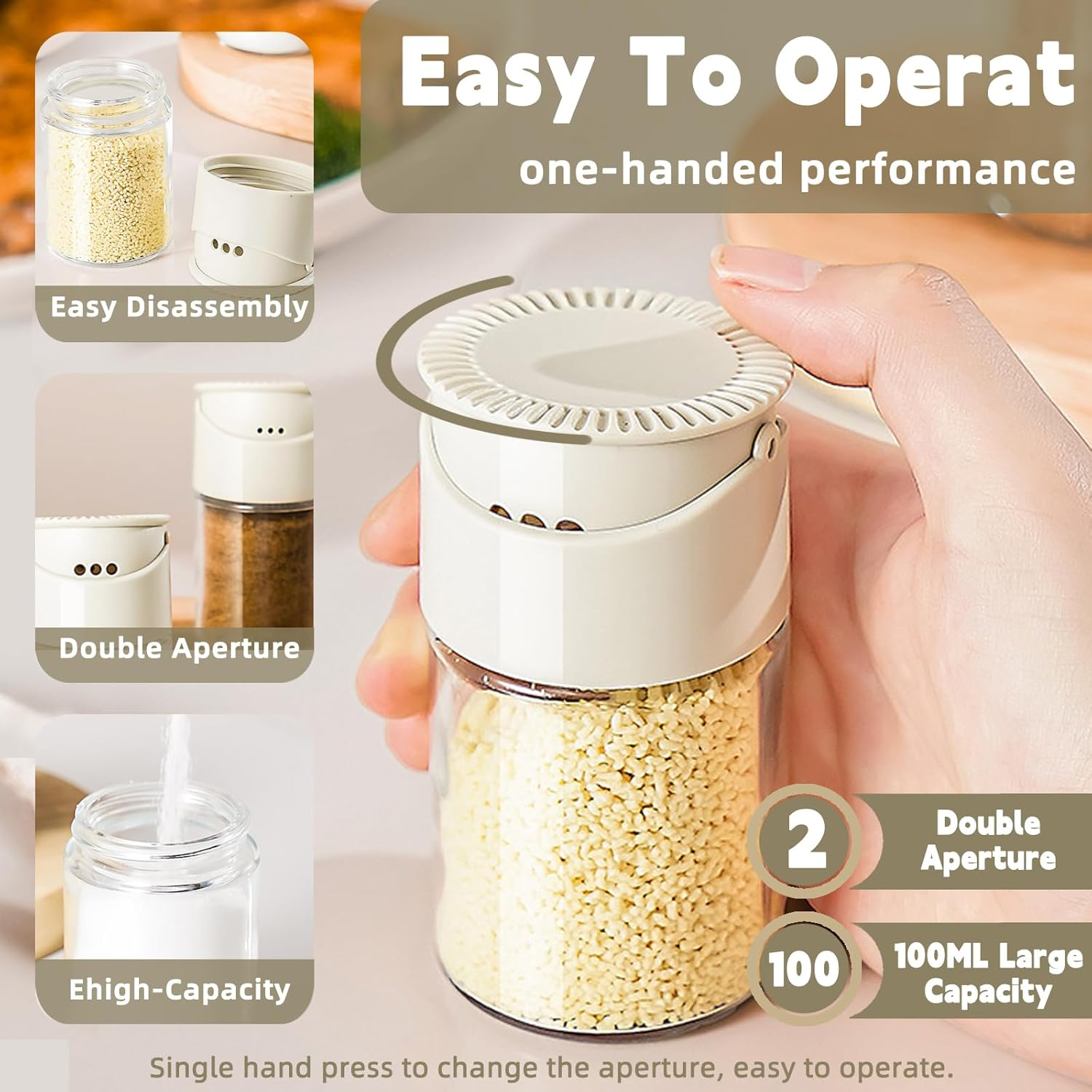 Salt Shaker,Dual-Aperture Glass Salt and Pepper Shaker - 260G, Sodium Calcium Glass, Easy-Press Dispenser for Even Seasoning, Ideal for Breakfast, BBQ, Steak