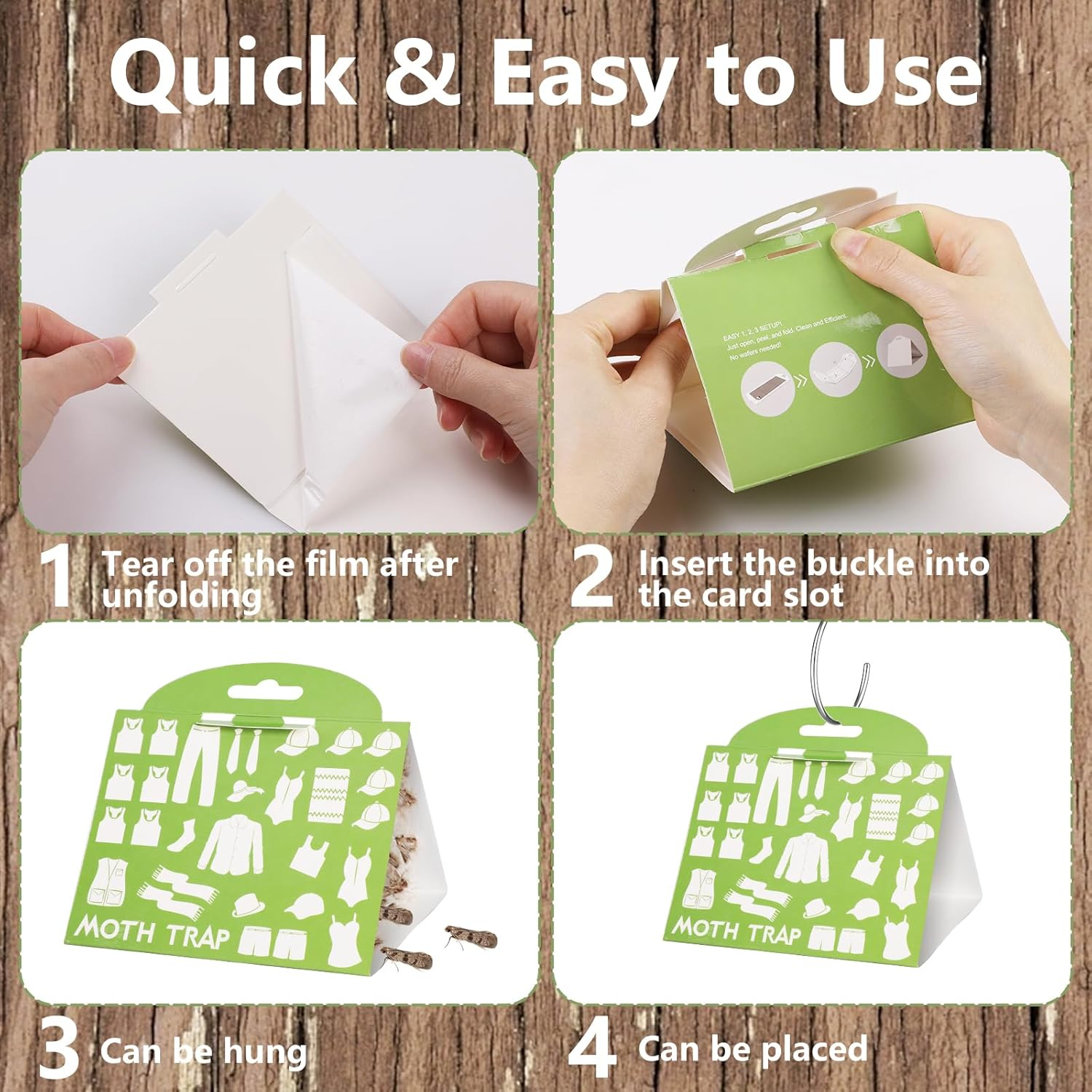 8PCS Clothes Moth Traps, Geeric Pantry Moth Traps Effective Safe | Non-Toxic | Odorless Moth Sticky Glue Trap for Closets Carpe Wardrobe Kitchen Indoor Outdoor - Style 1 image number 5