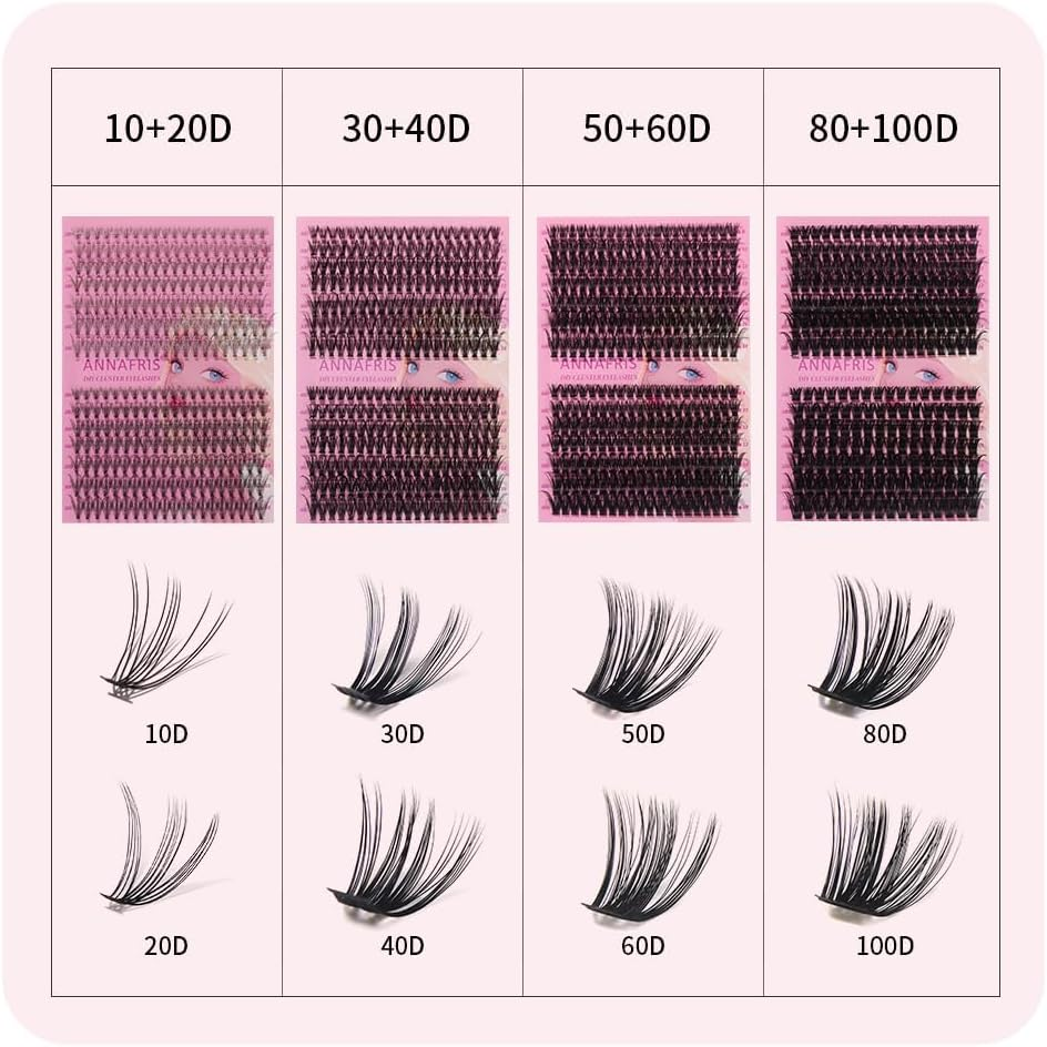 ANNAFRIS Lash Clusters, Individual Eyelash Extensions DIY, False Natural Cluster Lash (80+100D,Kit) image number 3