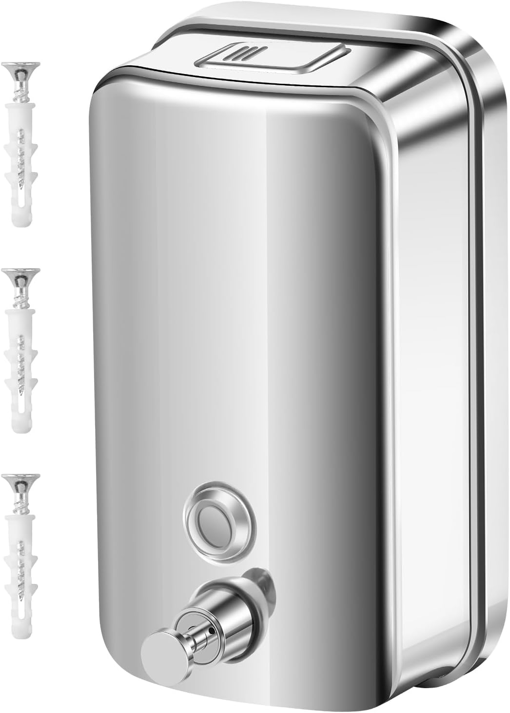 Commercial Soap Dispenser Wall Mount, Stainless Steel Manual Pump Liquid Rust-Proof Leak Free, 33.8Oz/1000Ml, Hand Sanitizer Dispenser for Hotels Restaurants Bathroom and Home