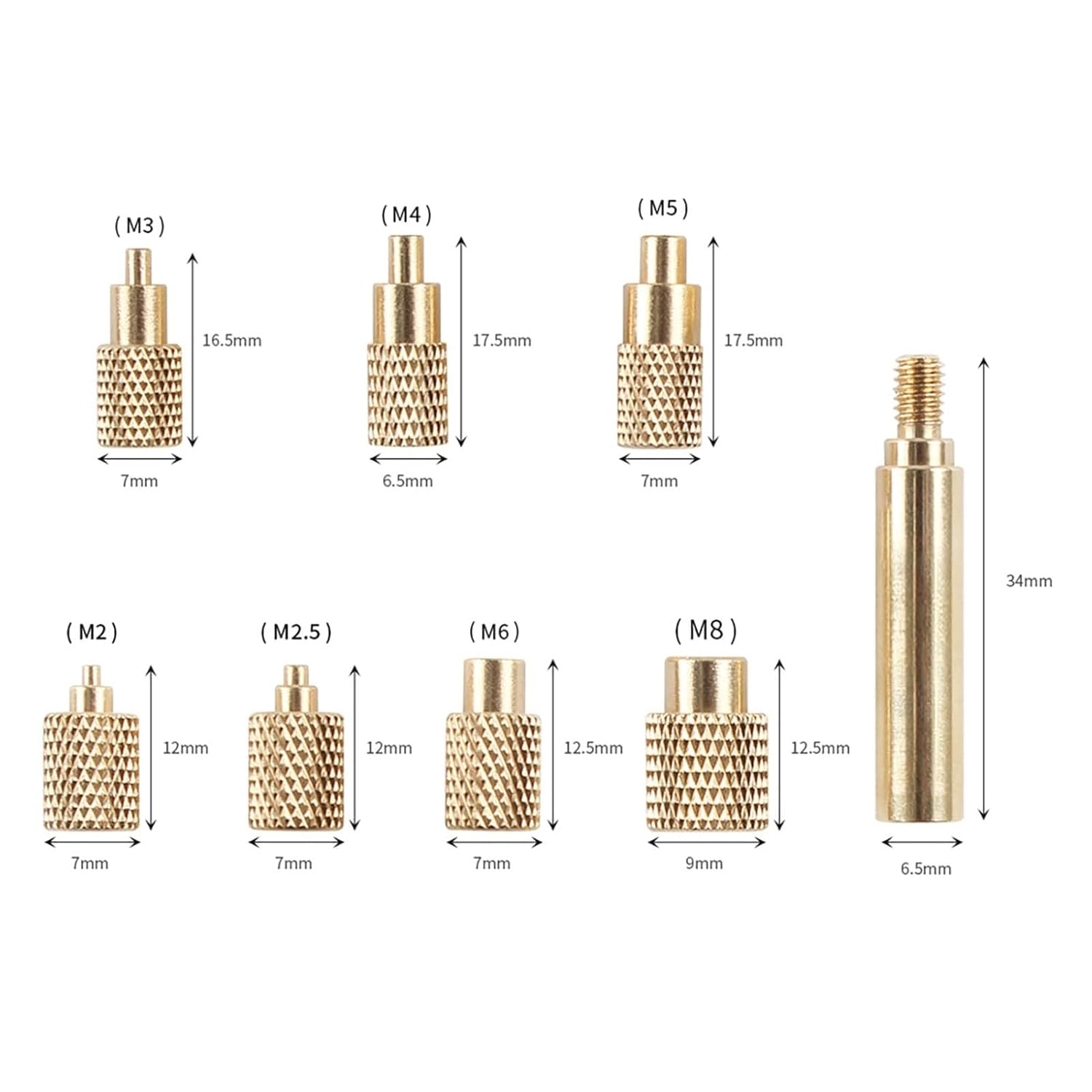 Fafeicy Brass Nut Inserts, Soldering Iron Adapter, M2-M8 Insertion Tips, Replacement Tips for TS100, TS101, PTS200, 3D Printer Accessories image number 2