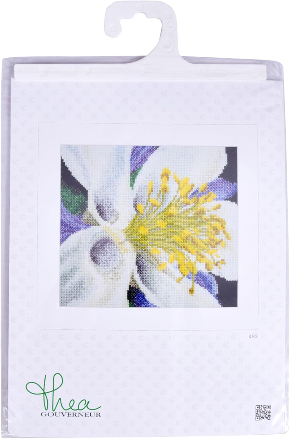 Thea Gouverneur - Counted Cross Stitch Kit - Columbine - Aida - 18 Count - Embroidery Kit for Adults - DMC Embroidery Threads and Other Cross Stitch Supplies Included - 493A