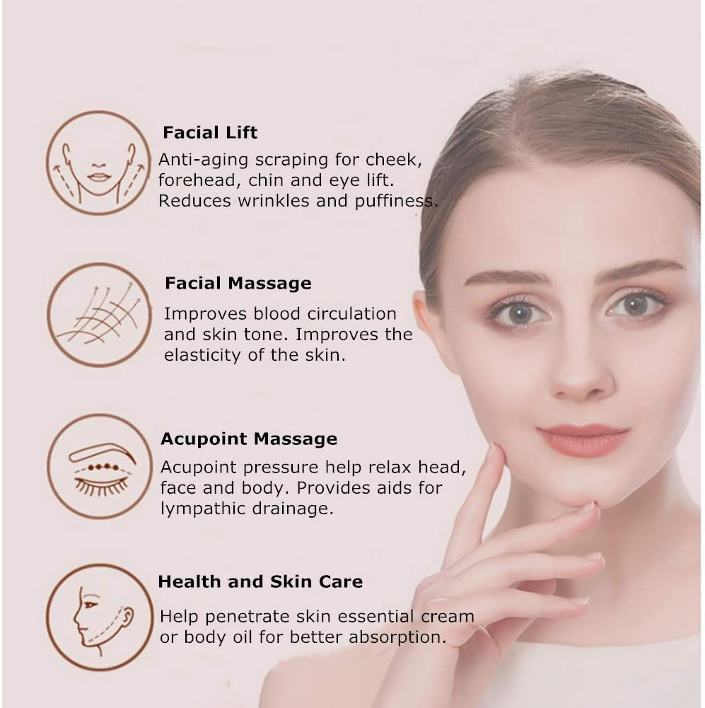 Gua Sha Facial Tool with Comb Edge - Rose Quartz Scraping Massage Board for SPA Acupuncture Therapy (Heart Shape) image number 3