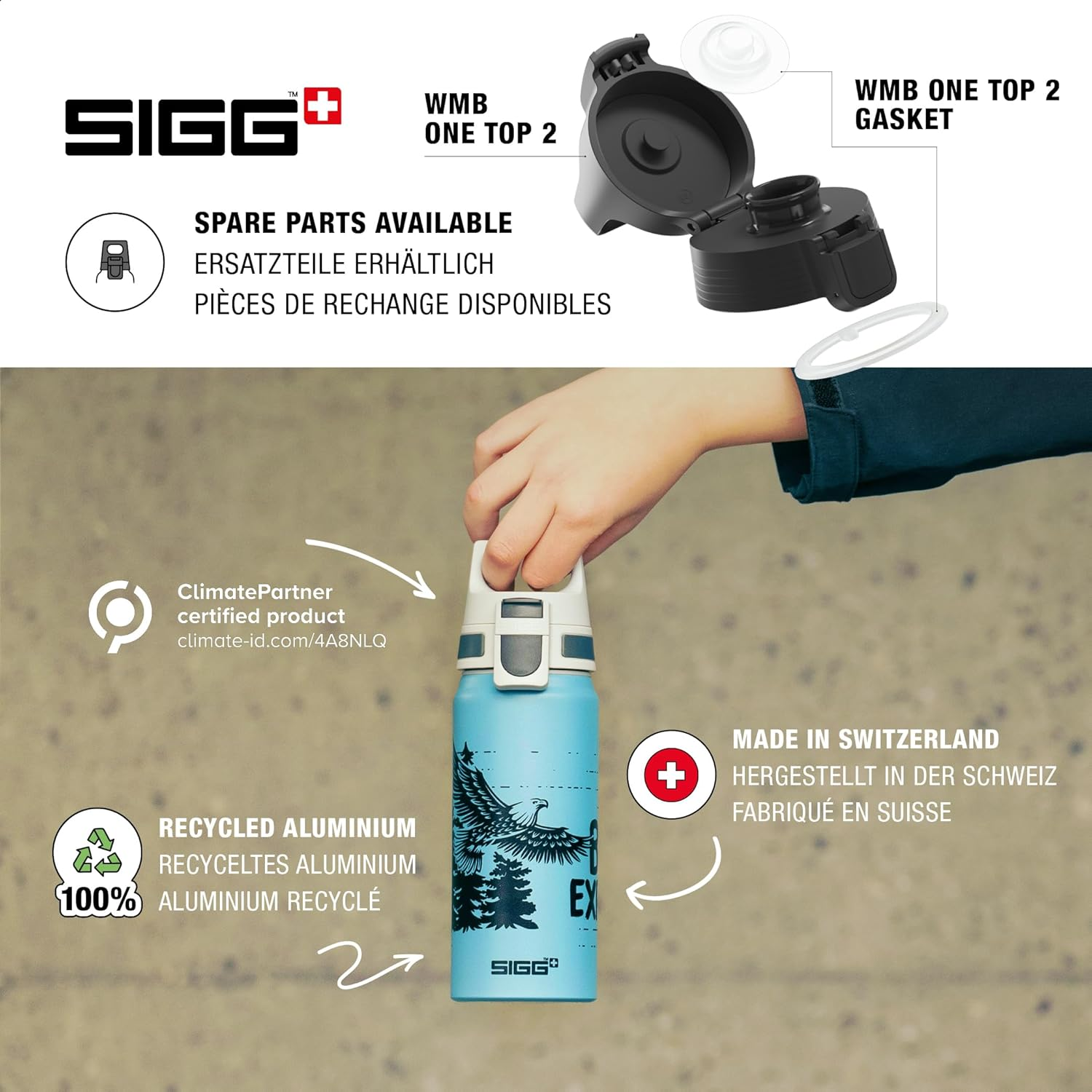 SIGG - Aluminium Water Bottle for Children - WMB ONE Superman Blue - Suitable for Carbonated Drinks - Leak-Proof - Feather-Light - Bpa-Free - Climate Neutral Certified - Sports & School - Blue - 0.6 L - Superman Blue image number 6