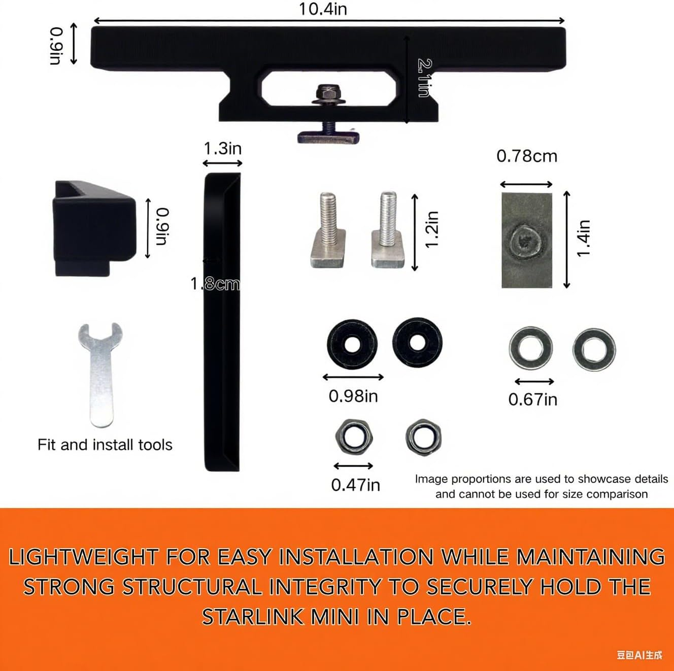 Roof Mount Bracket for Starlink Mini Off-Road Vehicles - Durable, Easy Installation, Uv-Resistant (Brack Bracket) image number 1