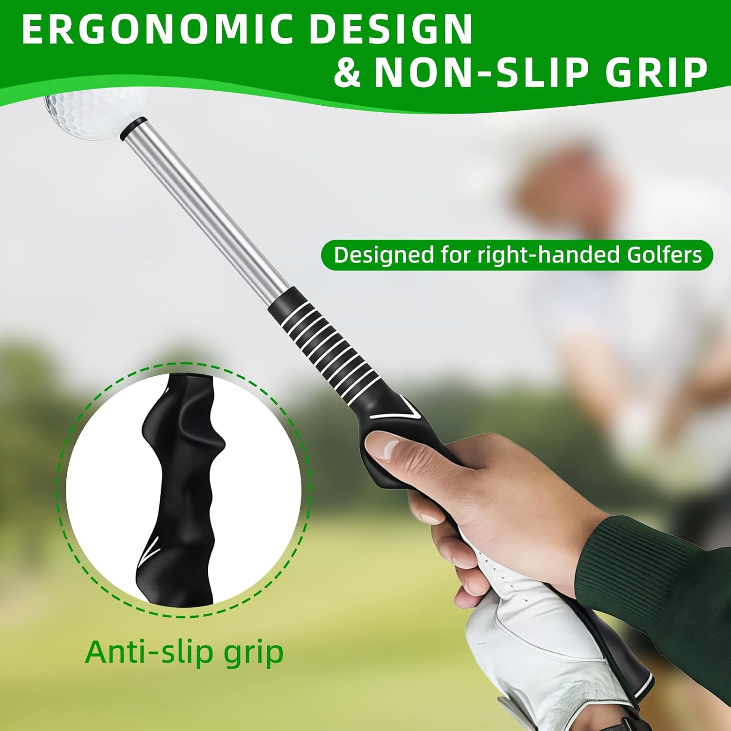 Retractable Golf Swing Trainer Aid, Golf Grip Trainer, Golf Accessories - Strength & Tempo Training for Chipping Hitting &ndash;Ideal for Beginners, Indoor & Outdoor Practice image number 4