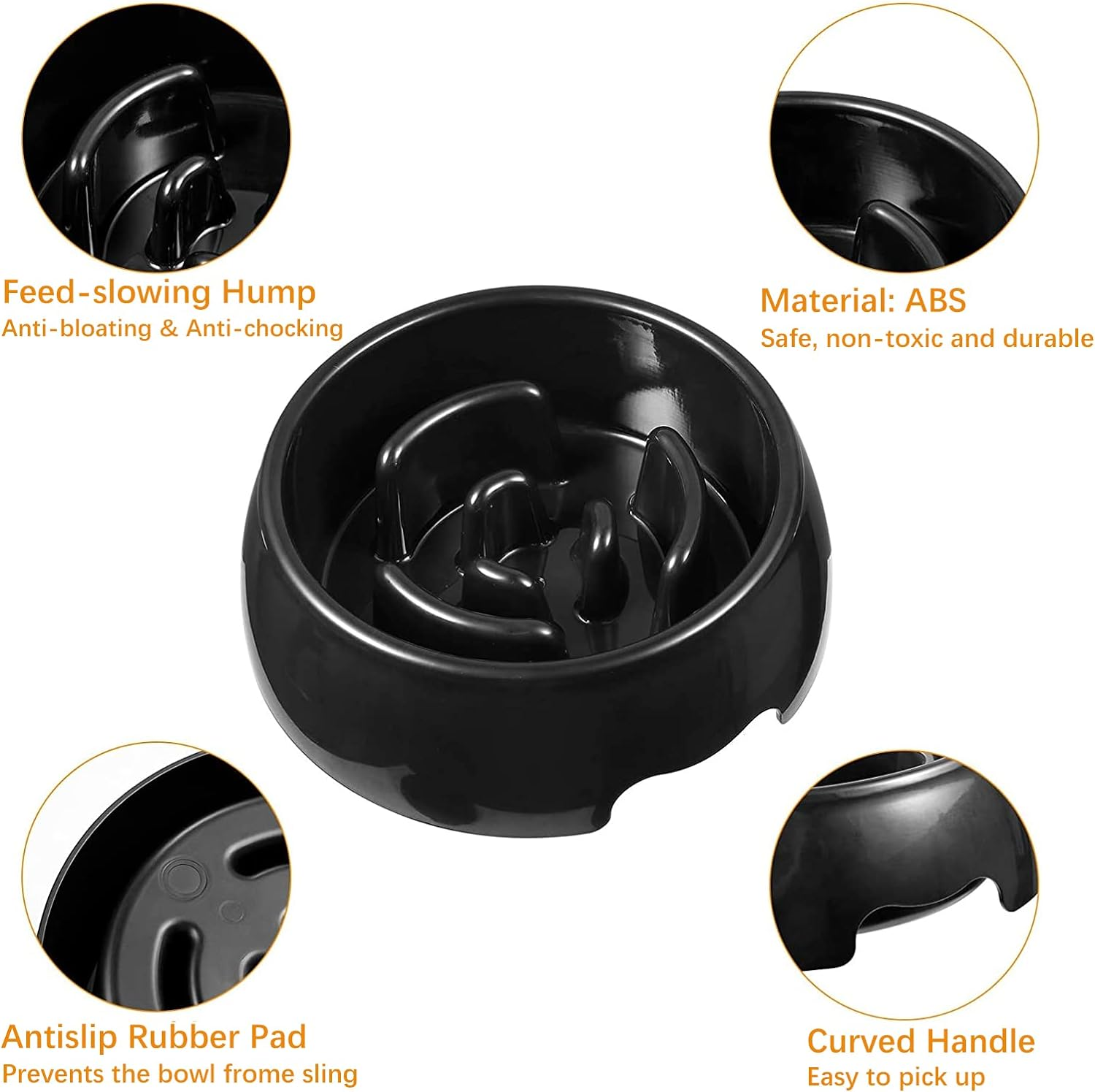 Slow Feeder Dog Bowls, Visuivit Pet Slower Food Feeding Bowls Hold 2 Cups, Stop Bloat Bowl Anti-Choking & Anti-Gulping & Fun Feeding Bowl (S) image number 5