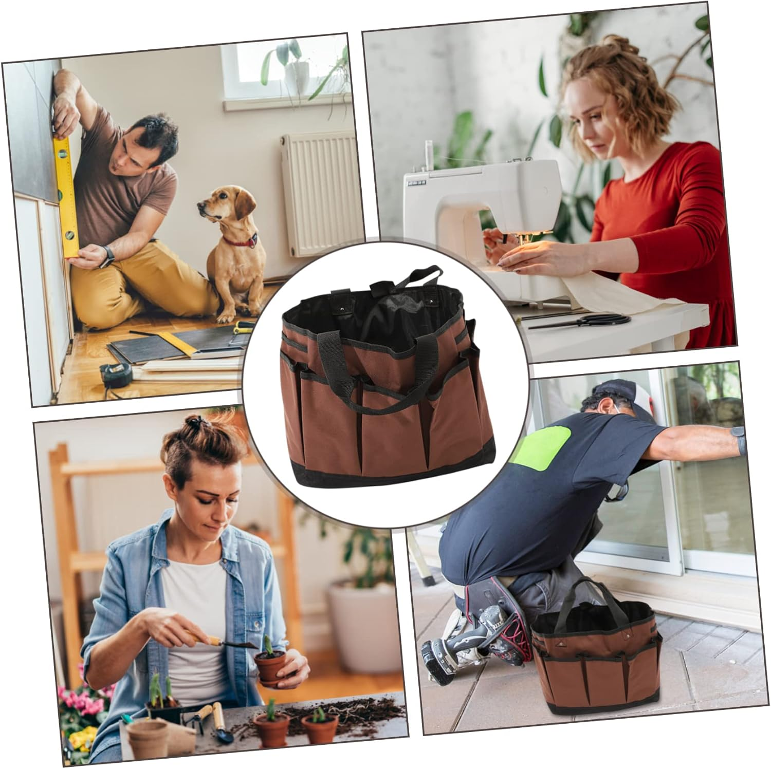 GANAZONO Tool Storage Bag Portable for Gardening Multiple Pockets Made of Oxford Fabric for Carrying Repair Tools and Maintenance Supplies image number 2