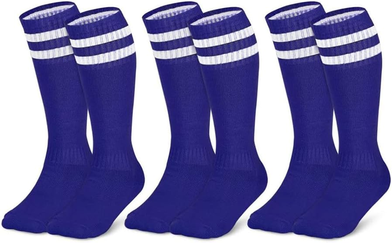 3 Pairs Knee High Soccer Socks Athletic Sports Team Socks for 7-12 Years Old Youth image number 4