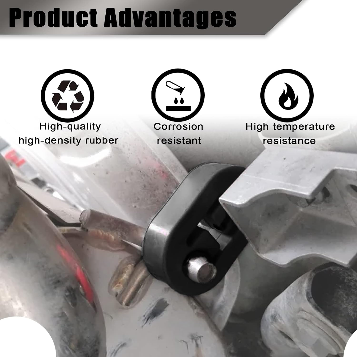 2 Pcs 2 Hole Exhaust Hanger Rubber, Universal Hole Size Diameter 0.47Inch (12Mm), Muffler Bracket Mount, Insulator Bracket for Car/Truck/Suv (Black) image number 1