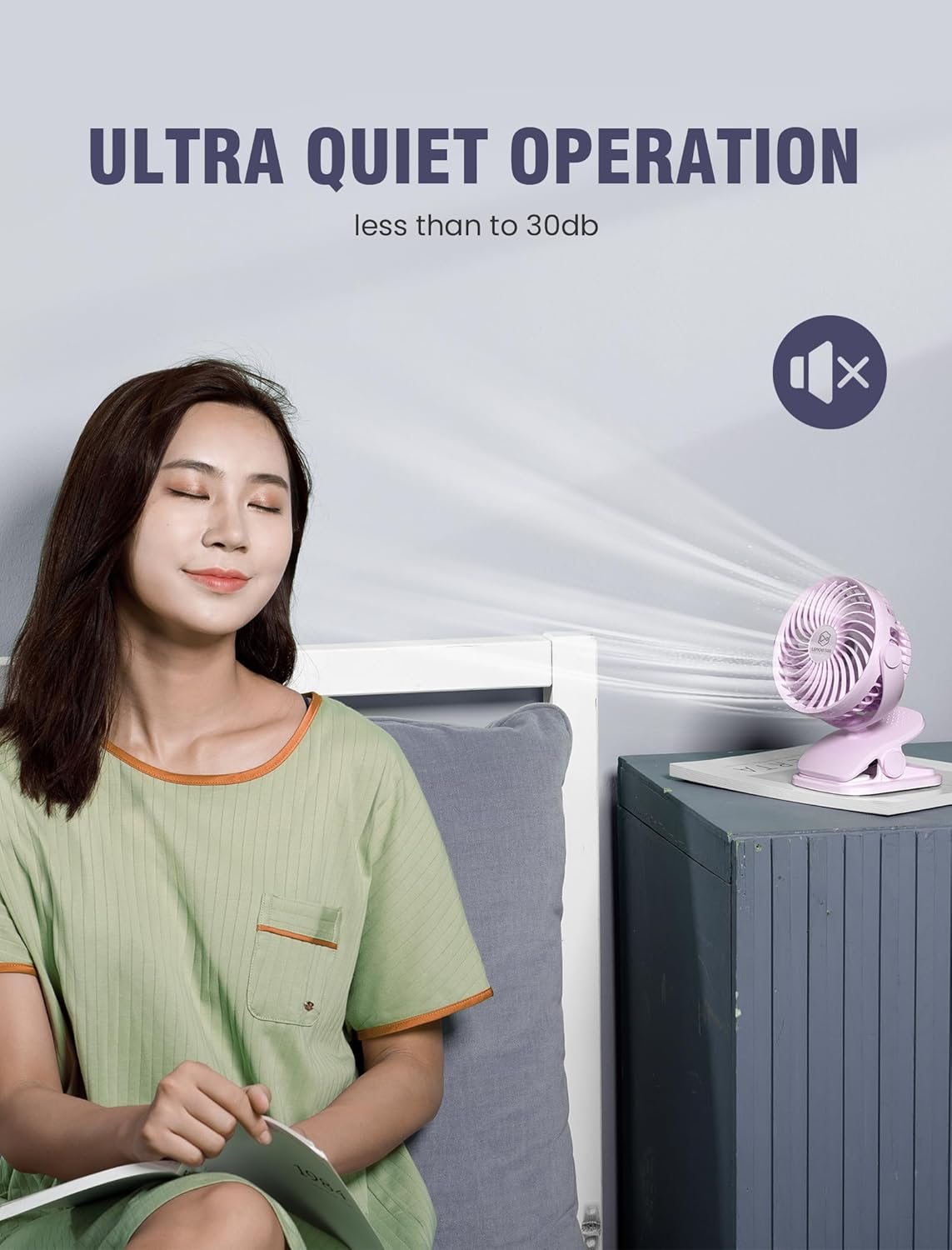 AA Battery Powered Clip on Fan with Aromatic Function,4 Speeds Battery Operated Portable Fans for Camp,Small Golf Cart USB Fan,Quiet Desk Fan with 360&deg;Rotation,Personal Dorm Fan for Home,Bed,Office image number 2