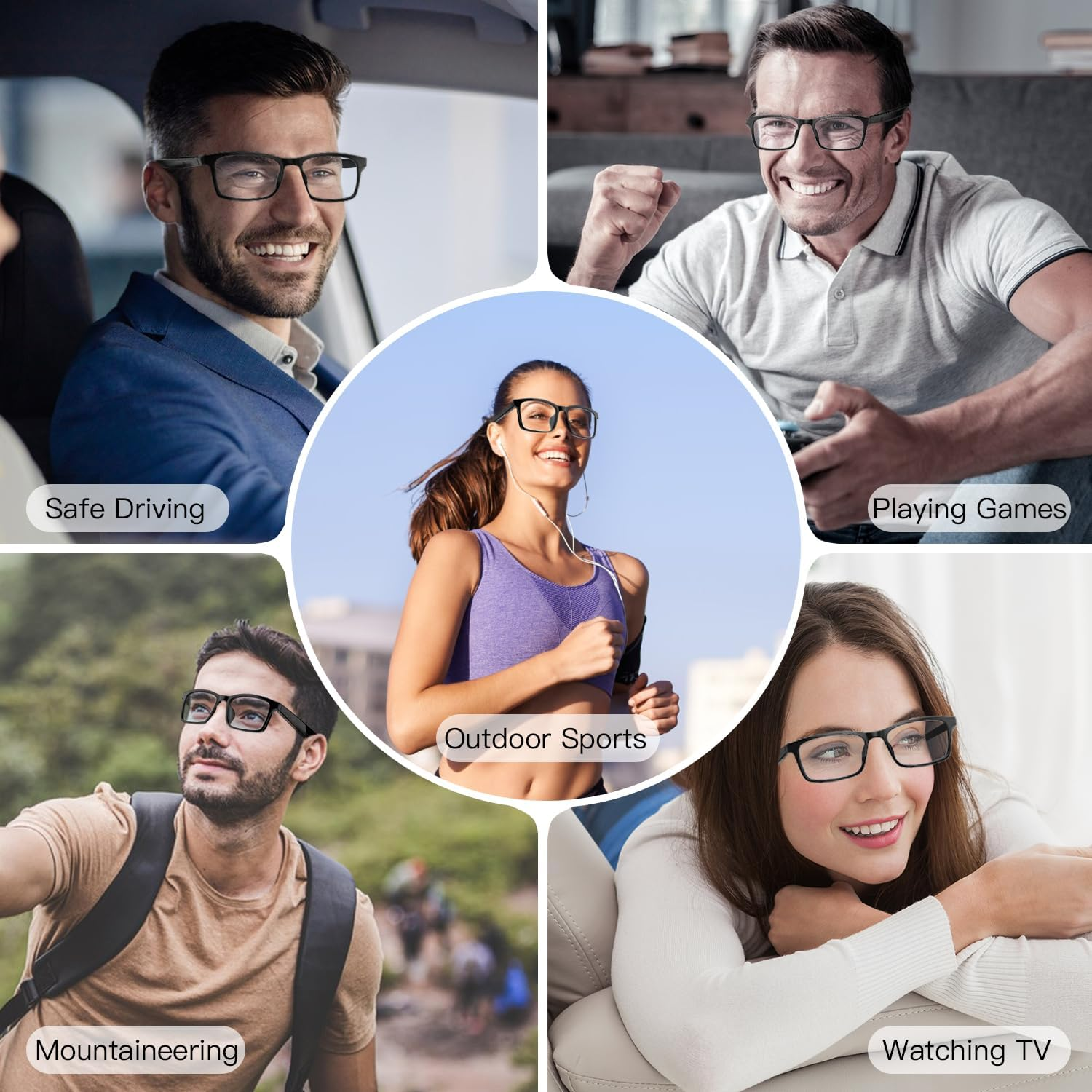 Smart Glasses, Anti-Blue Light Bluetooth Eyewear Built-In Mic. and Speakers, Open Ear Music and Hands-Free Calls, Touch and Voice Assistant Compatibility, 100H Long Battery Standby Time image number 4