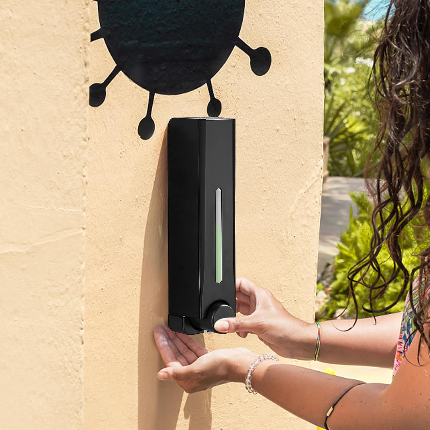 Wall Mounted Soap Dispenser, 500Ml Capacity Shower Shampoo Dispenser, Single Head Modern Multifunctional ABS Housing Lotion Holder for Bathroom, Commercial (Black) image number 3