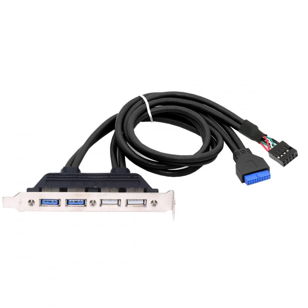 CY Cable Internal Four USB2.0 & USB 3.0 Female Mount Panel to Motherboard 9Pin 19Pin 20Pin Baffle Cable with PCI Bracket 50Cm image number 4