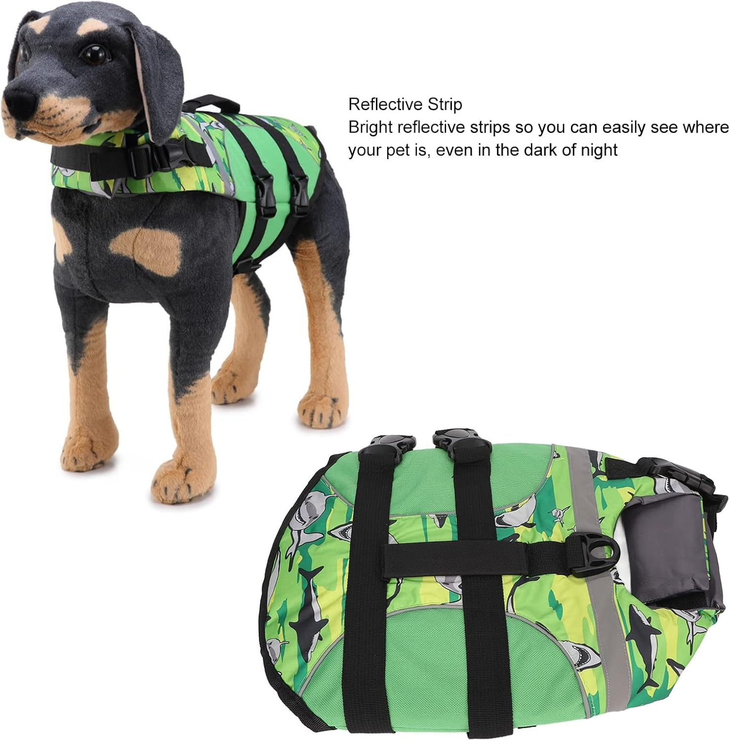 Dog Life Jacket, Adjustable Dog Floatation Swimming Vest with Reflective Strip, Dog Floatation Vest Safety Preserver with Strong Handle for Boating Swimming(L) image number 1