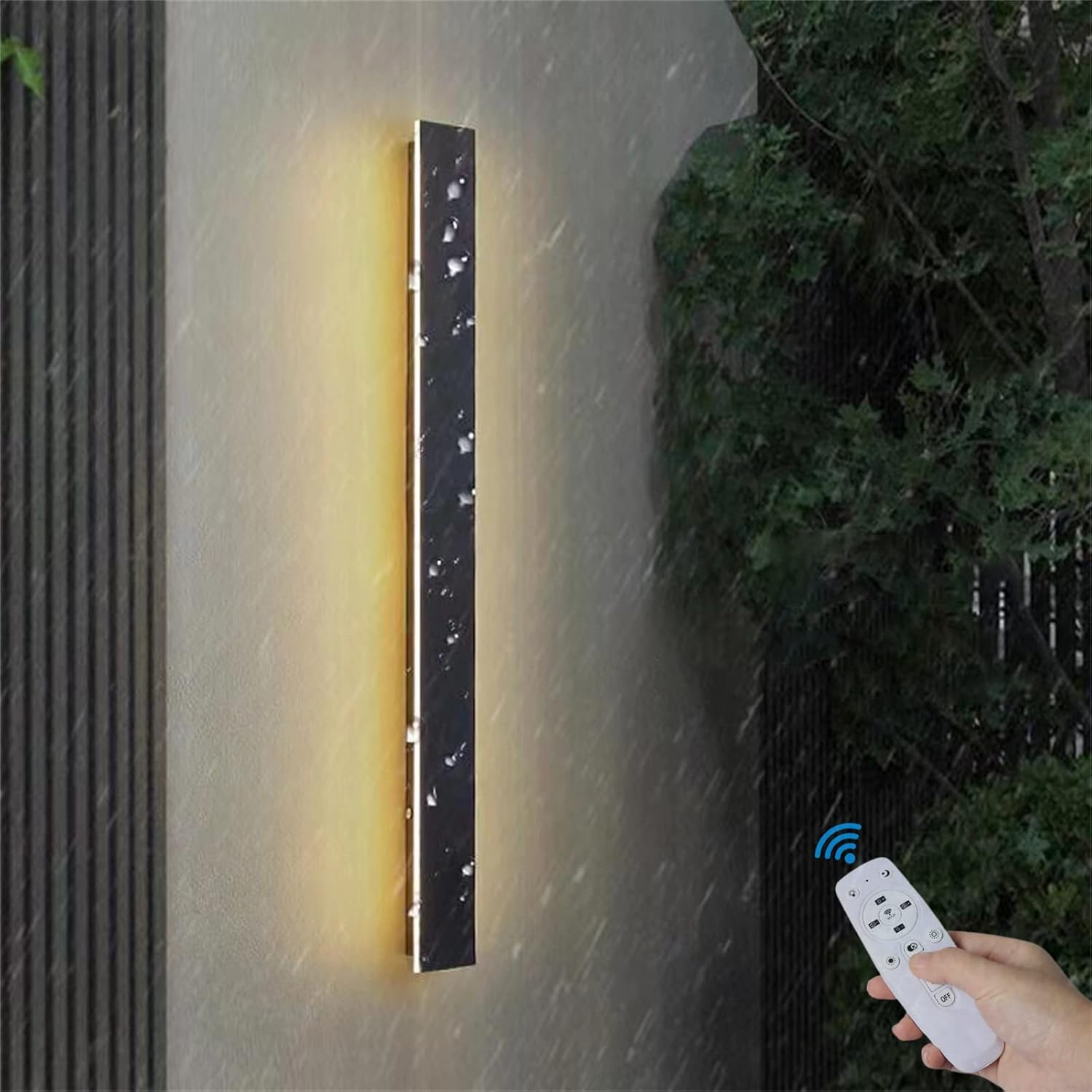 LED Outdoor Garden Wall Lights Lamp with Remote Control Dimmable Black Wall Sconce Long Strip outside Indoor Wall Lamp Aluminium IP65 Waterproof Exterior Patio Hallway Night Wall Lighting (150Cm 86W) image number 6