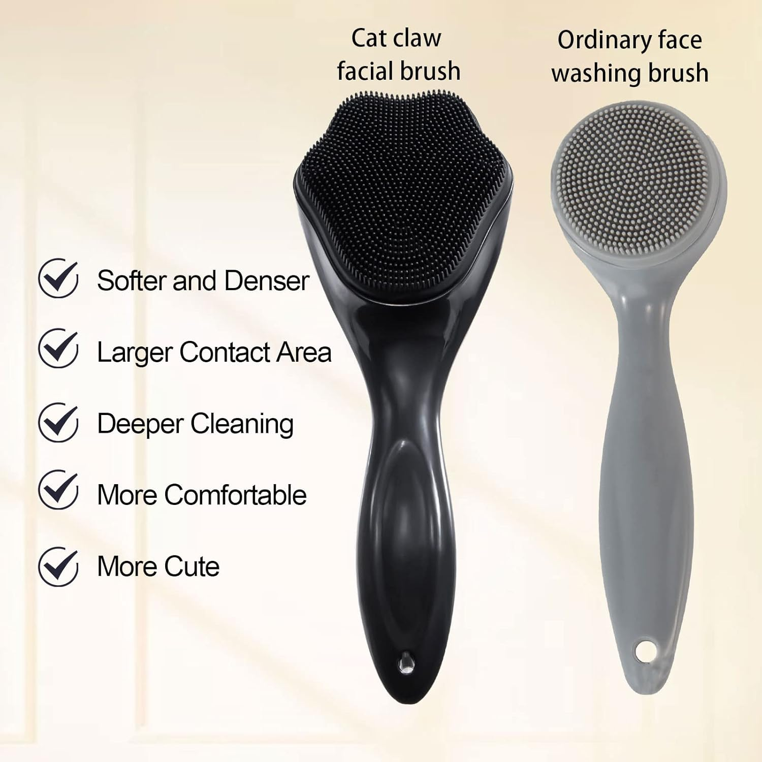 Silicone Face Scrubber Exfoliating Brush 2 Pack for Men, Beomeen Manual Handheld Facial Cleansing Brush Blackhead Scrubber, Soft Bristles Waterproof for Face Skincare, Black image number 5