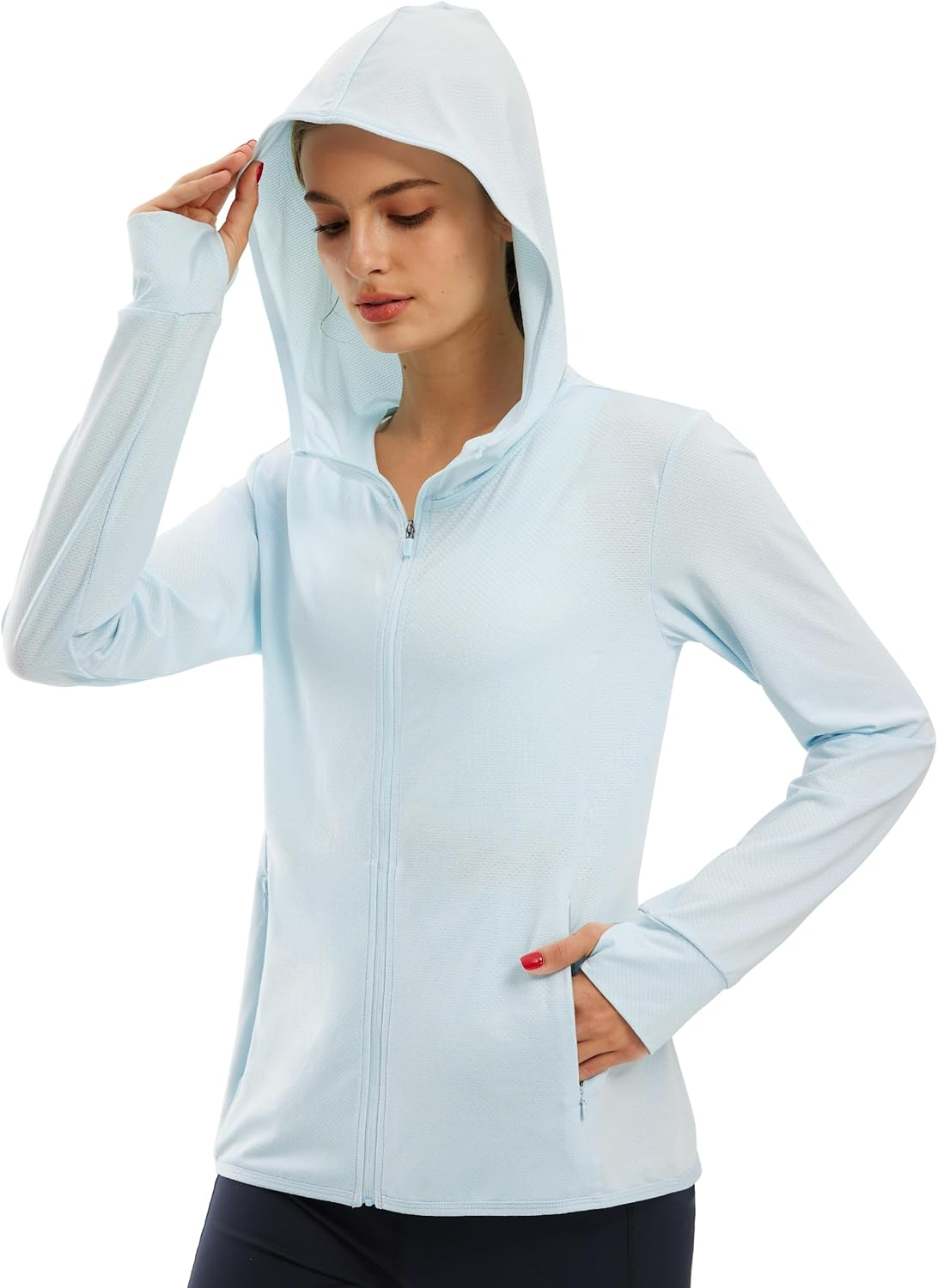 Libin Women'S Full Zip UPF 50+ Sun Protection Hoodie Jacket Long Sleeve Sun Shirt Hiking Outdoor Performance with Pockets