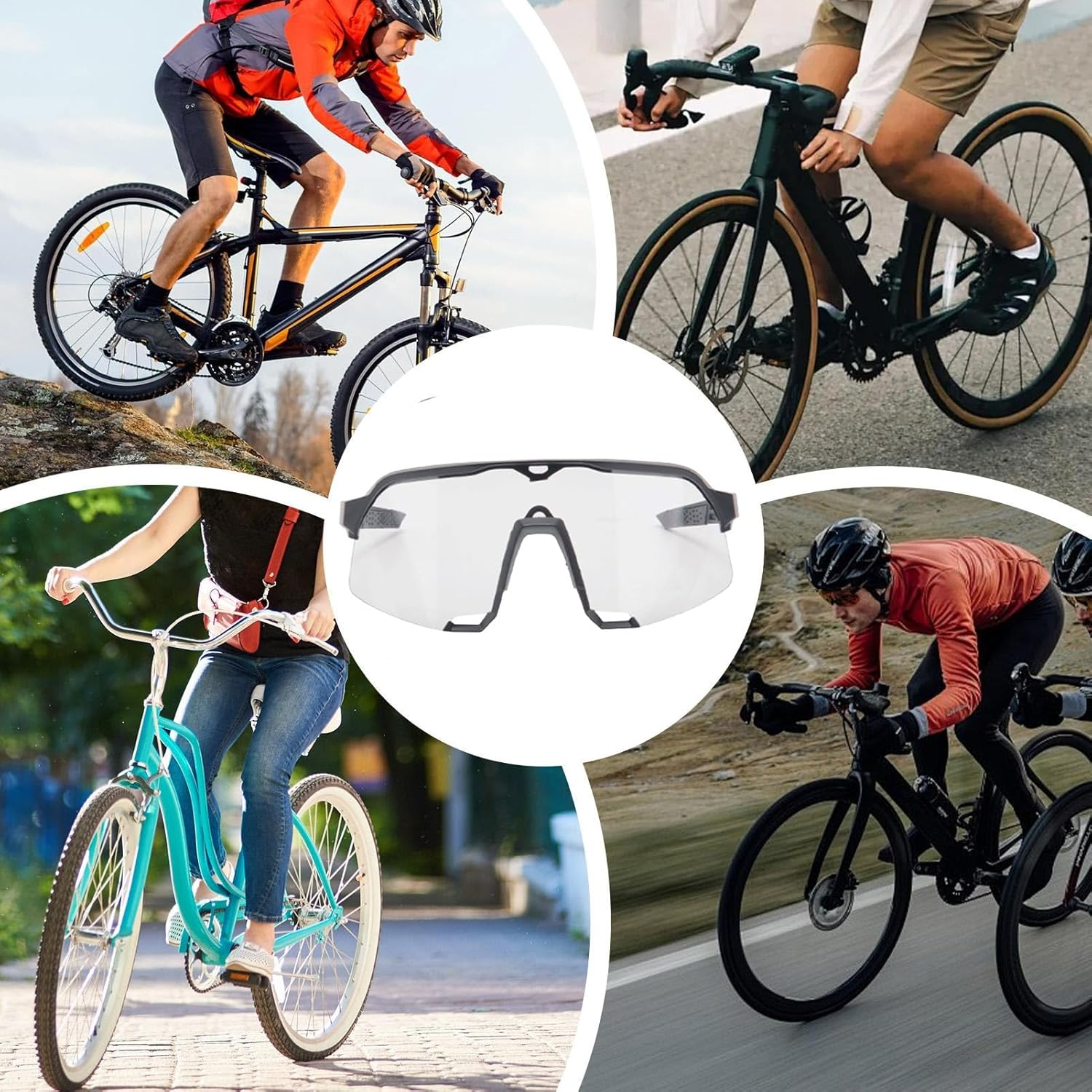 Photochromic Sunglasses,Road UV Protection Glasses | Men Women Eyewear Frame for Running Daily Hiking Sports Outdoor Mountain Fishing Driving - Blue image number 5