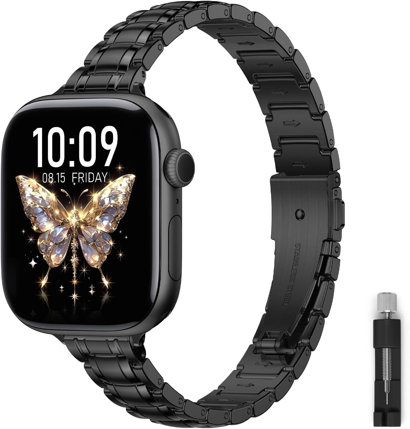 Thin Metal Band Compatible with Apple Watch Band for Women 40Mm 44Mm 42Mm 41Mm 45Mm 46Mm 38Mm,Slim Stainless Steel Bracelet Strap for Iphone Iwatch Bands Women SE/2 Series 10/9/8/7/6/5/4/3