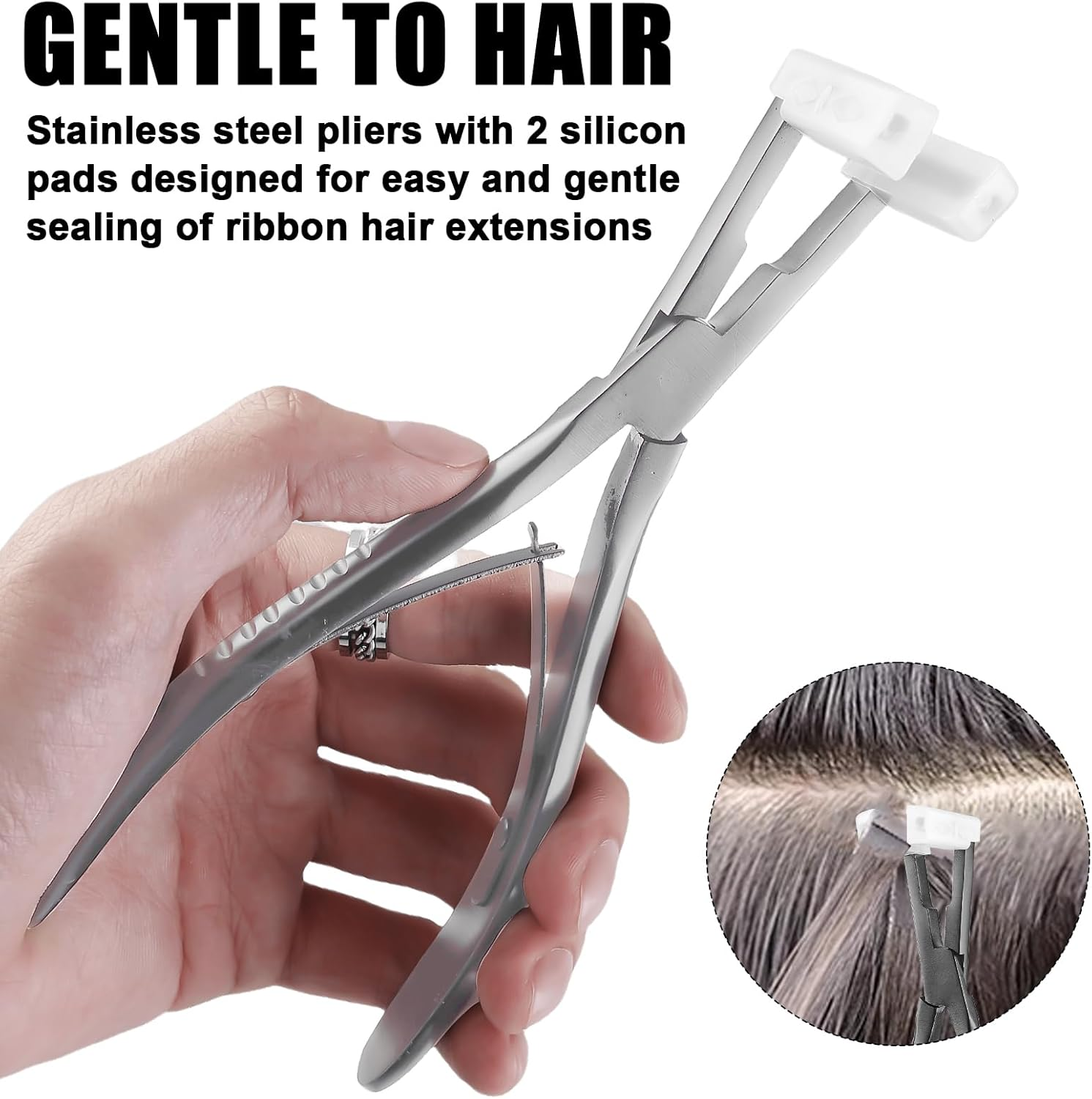 Tape-In Hair Extensions Pliers Real Hair Extensions Styling Tool Stainless Steel Professional Hair Extension Pliers for Salon Professional Installation image number 3