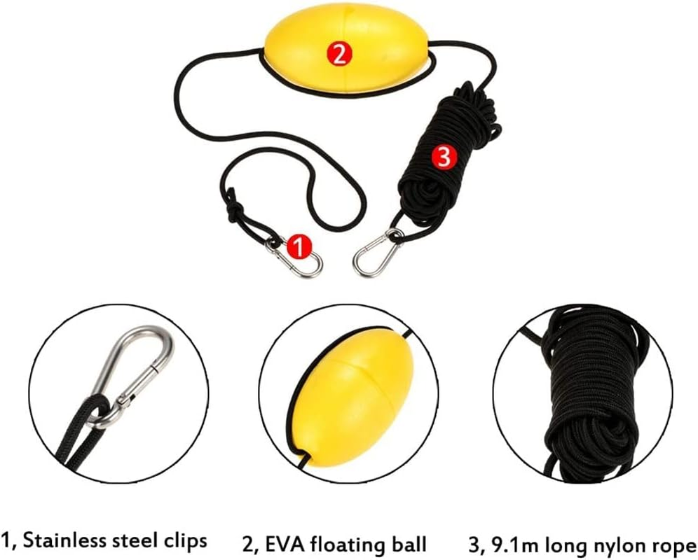 MOPHOEXII Anchor Marker Buoy, 30 Ft. Marine Rope Tow Line Anchor Buoy Float Leash & Stainless Steel Hook.High Visibility Pool Float Anchor image number 6