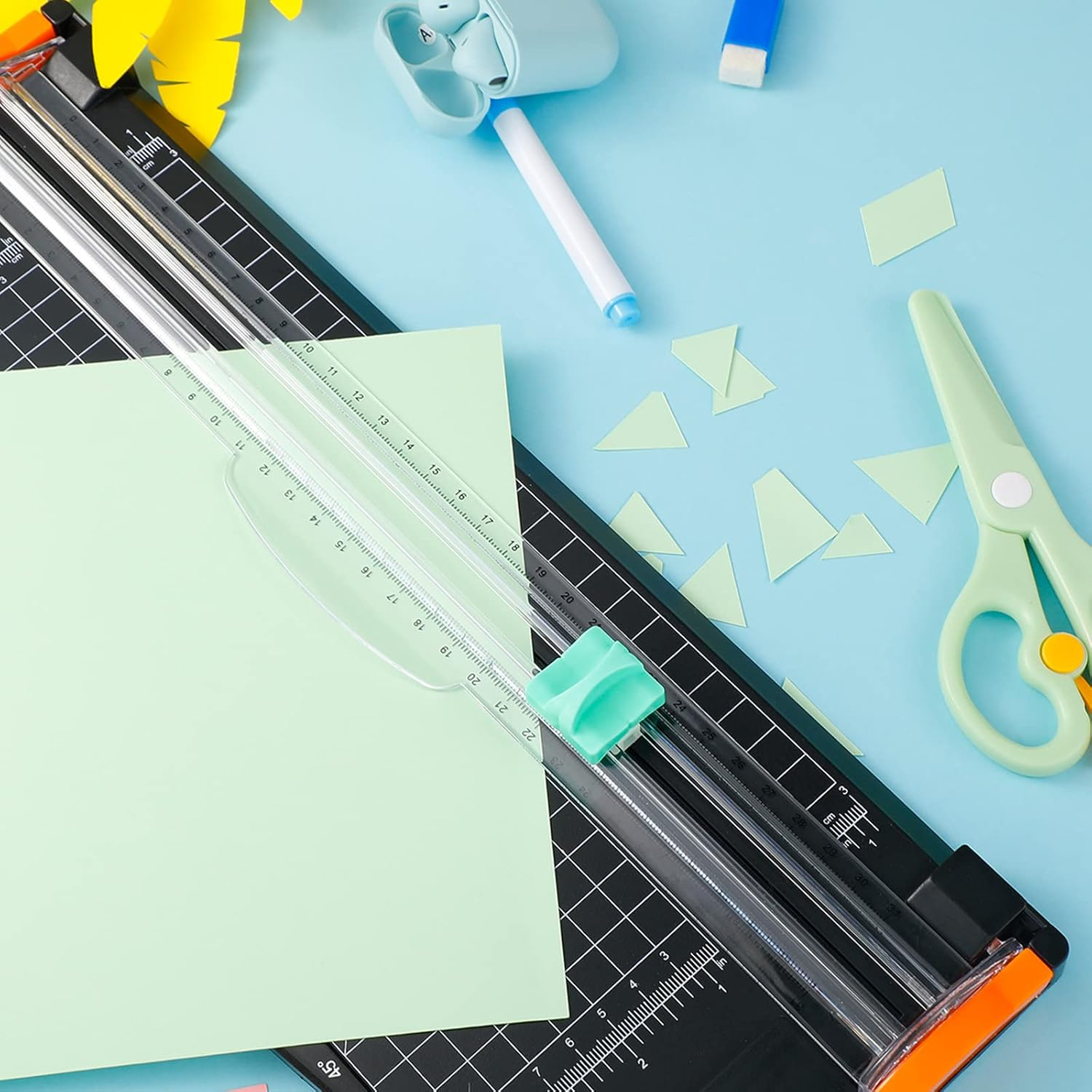 Mudder 10 Pieces Paper Cutter Replacement Blade Cutting Replacement Blades Refill for A4 Black and White Paper Trimmer(Mint Green) - Mint Green image number 6