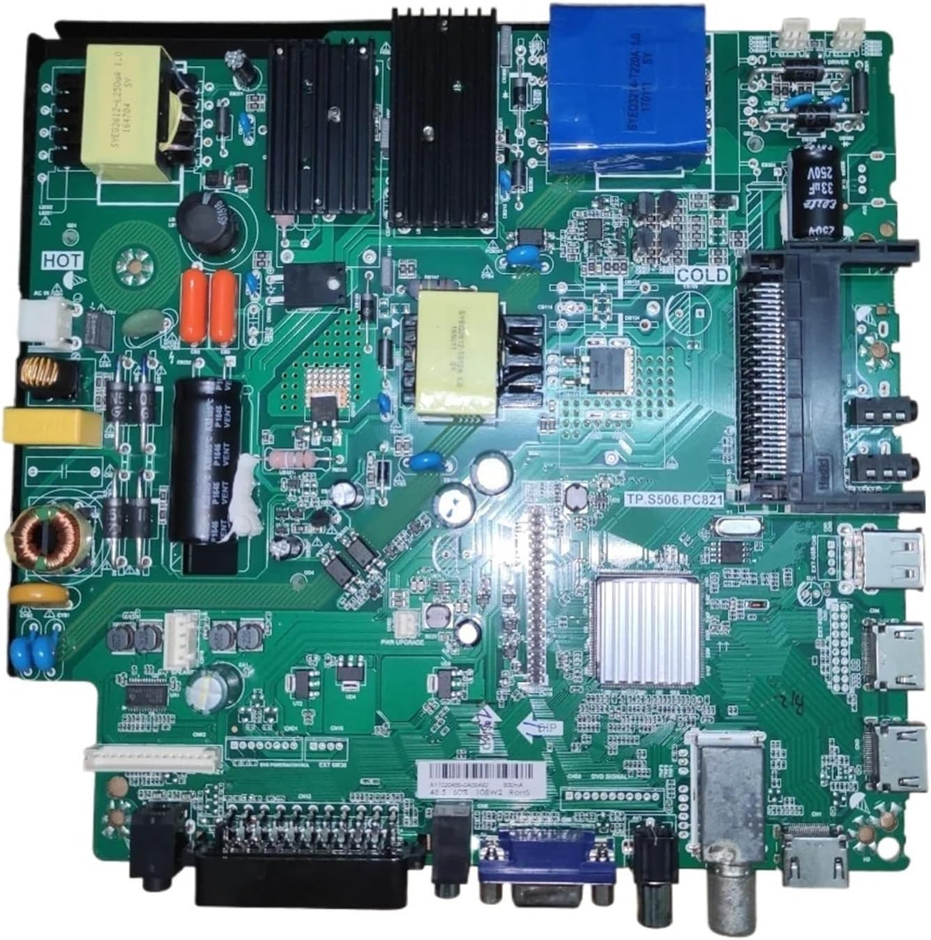 TP.S506.PC821 Three in One TV Motherboard 1920X1080 110V-130V 600Ma 108W2 48.5Tv(Blue Transformer) - Blue Transformer image number 3
