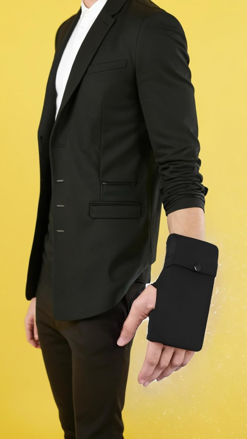 Adjustable Cell Phone Armband with Reflective Logo, Non-Slip Knitted Cloth for Running, Walking, Hiking, and Cycling Black Wrist Bag image number 1