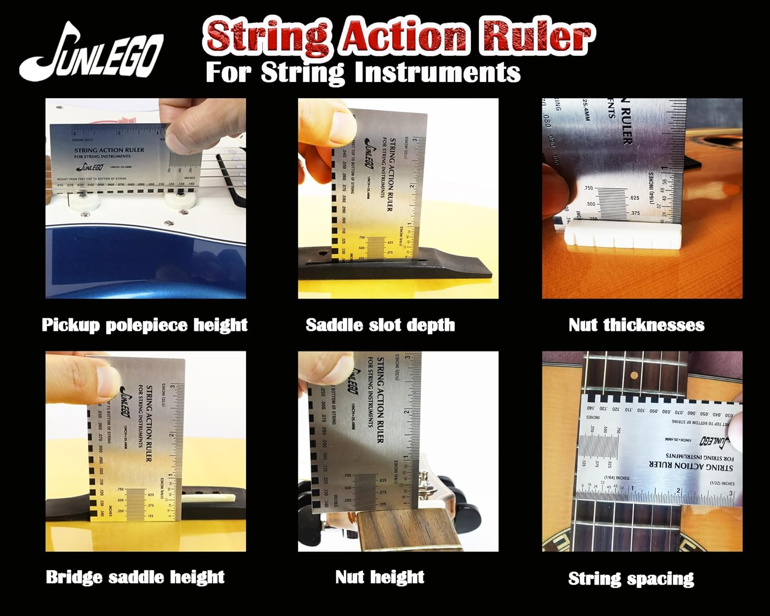 Guitar Action Gauge Ruler, String Height Gauge for Guitar image number 1