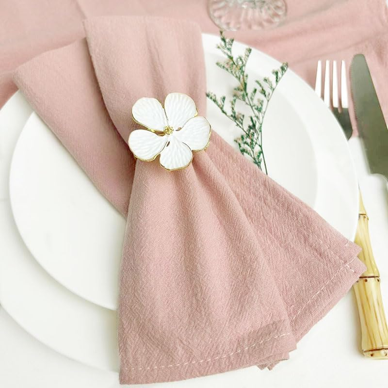 Cloth Napkins Rustic Cotton Cloth Napkins Set of 10 Soft Table Napkins 45X45Cm Washable Dinner Napkins for Christmas Wedding Party Fall Decor (Pink) - Blue image number 5