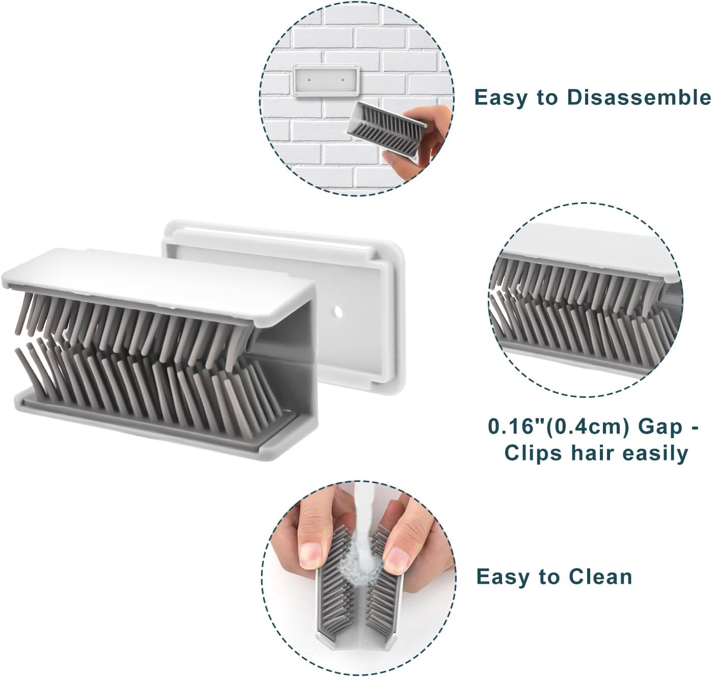 Shower Hair Catcher, Not Dirty Hands, Silicone Hair Collector, Wall Mounted Hair Catcher for Bath, Hair Trap for Wall (White) image number 6