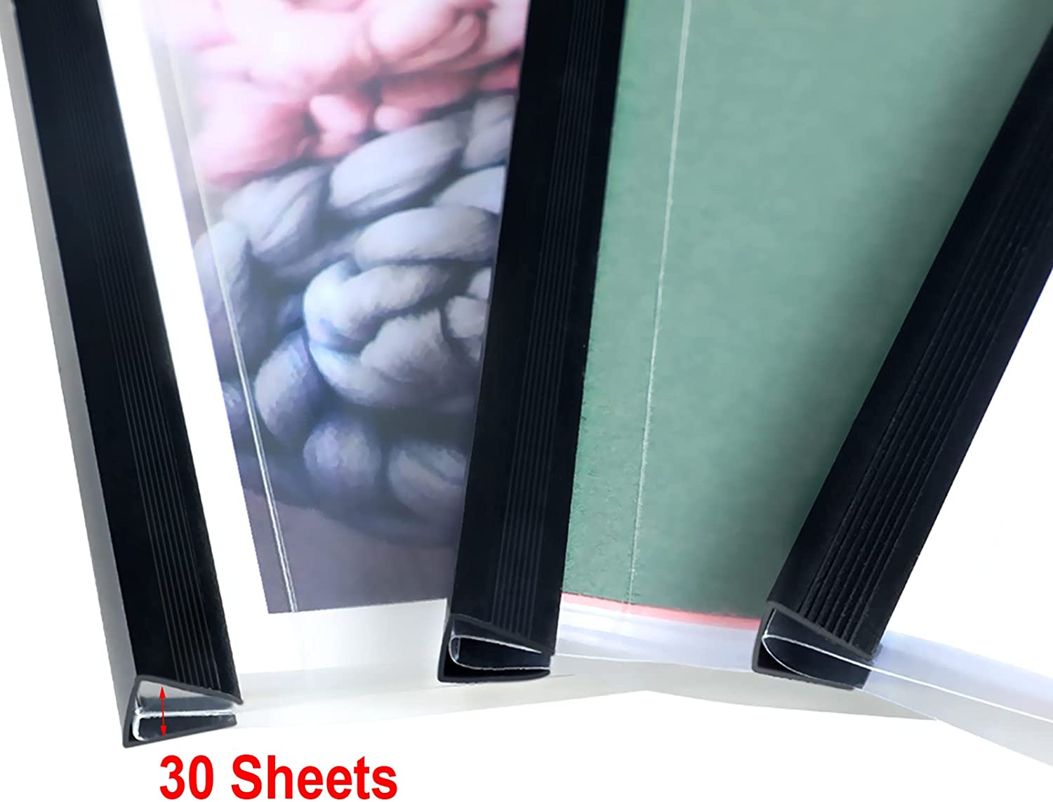 30 Pieces Binding Bars Slide Grip Binding Bars for Office School Report Cover, A4 Size, 40 Sheets Capacity, 12 Inch (Black) image number 3