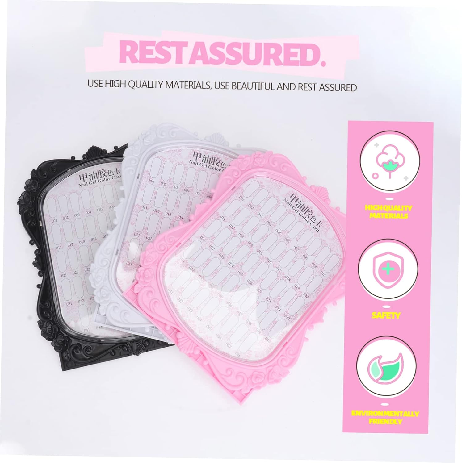 HONITANO European Manicure Display Board 3Pcs Set Relief Nail Art Cards Sturdy Practice Nail Display Chart for Salon and Professional Use image number 4