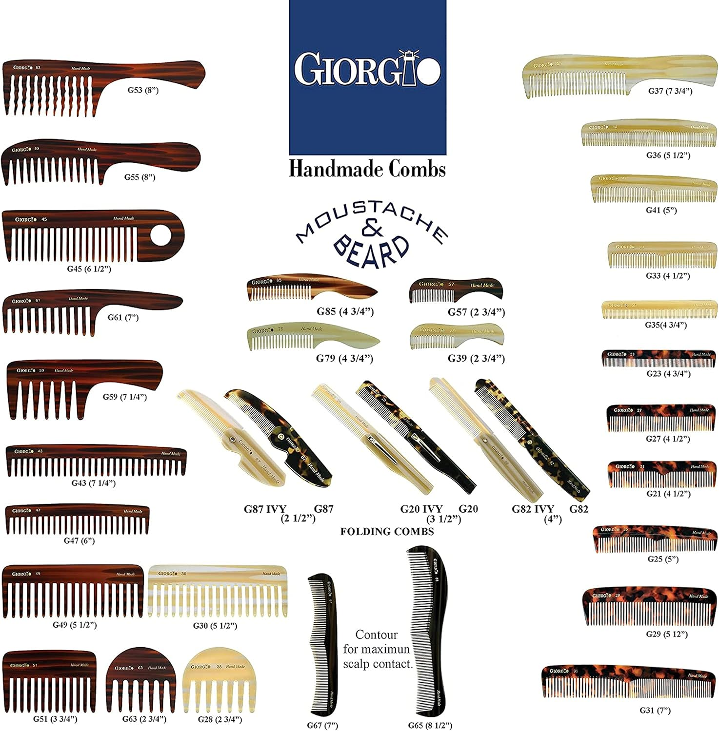 Giorgio G49 White Tokio, Large Wide Tooth Detangling Comb for Thick Curly Wavy Hair. Wet & Dry Hair Detangler - Handmade of Quality Cellulose, Saw-Cut, Hand Polished image number 6