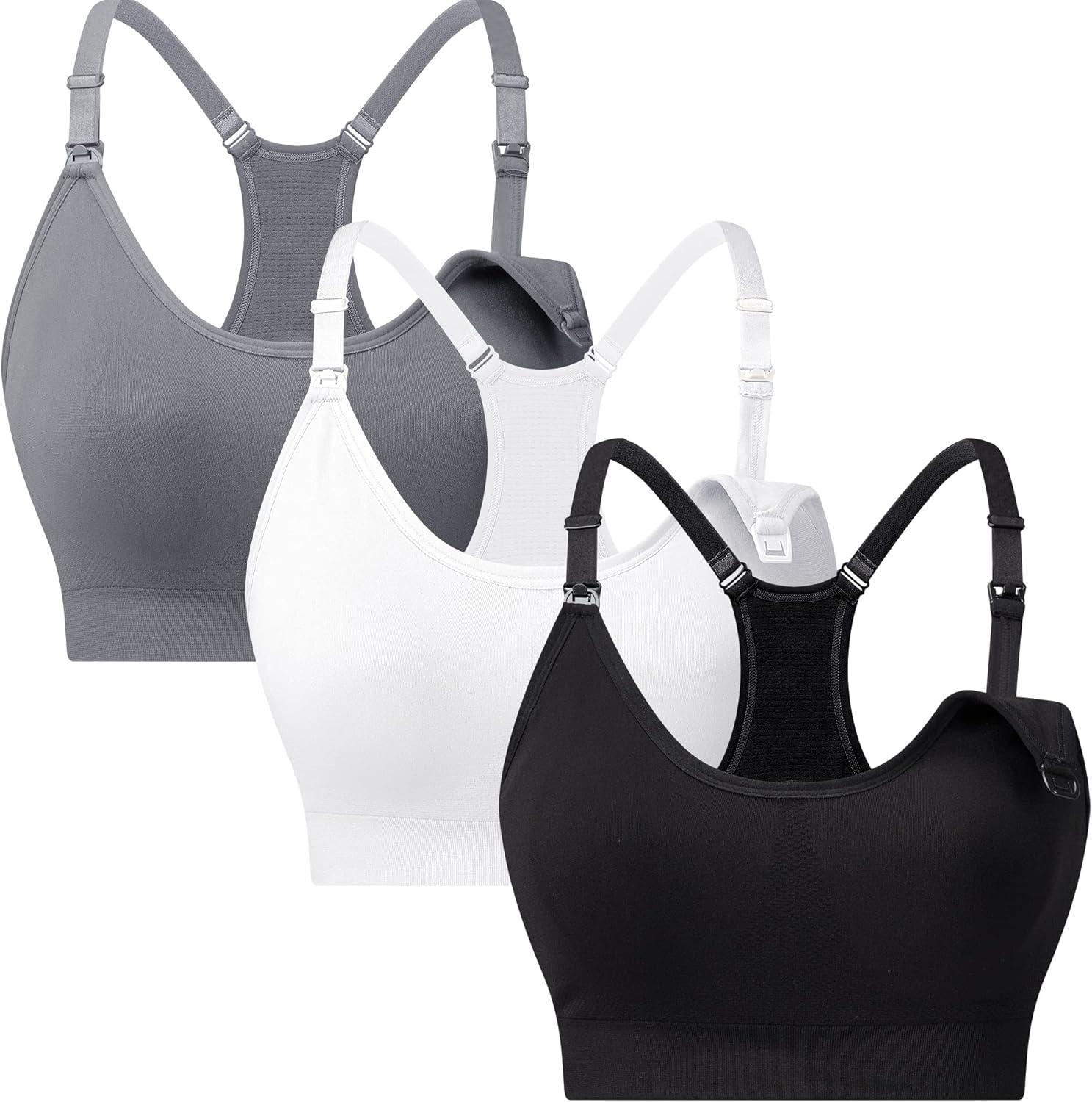 Suekaphin 3 Pack Sports Nursing Bra Full Cup for Breastfeeding,Maternity Sleeping Wirefree Nursing Bra