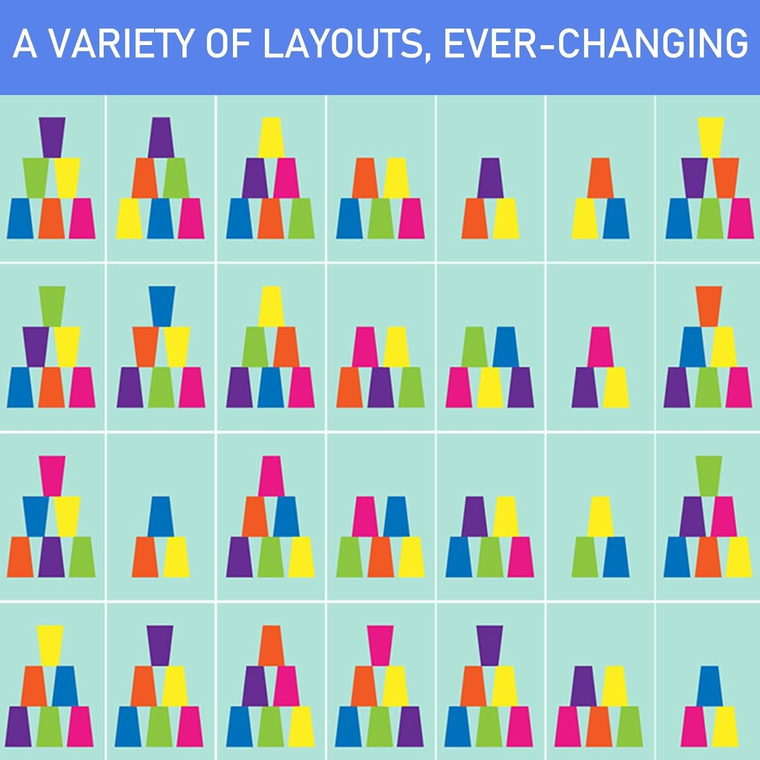Stacking Cups Game with 50 Challenges Cards and Timer, 12 Plastic Cups, Quick Cups Games for Kids Classic Family Game, Speed Stacking Cups Idea for Boys and Girls image number 3