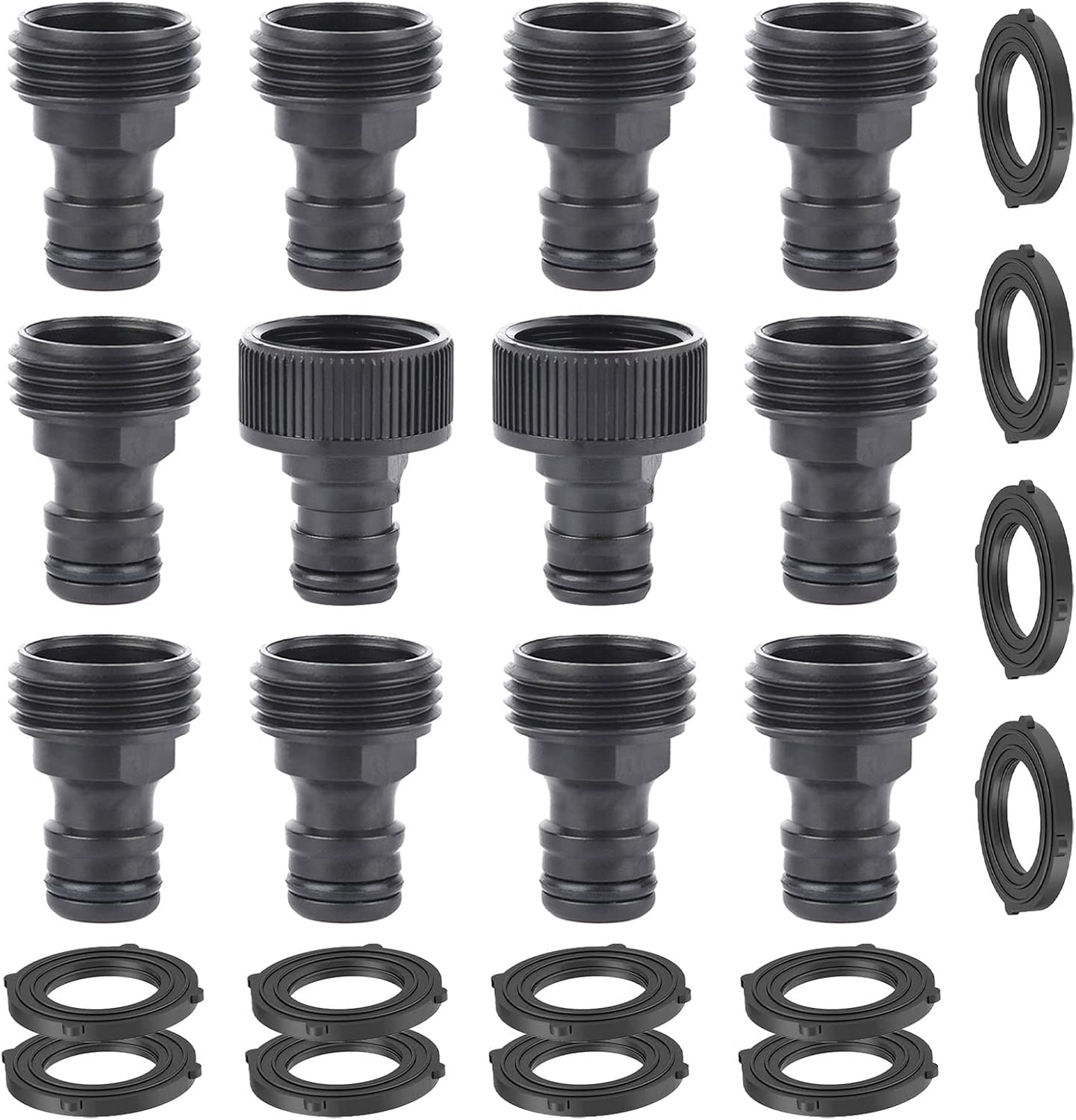 ECOESPTI Quick Connect Garden Hose Fittings, 3/4" Hose/Faucet/Nozzle Quick Connect Adapters, Male & Female Thread Nipple Quick Connectors, 12 Pack