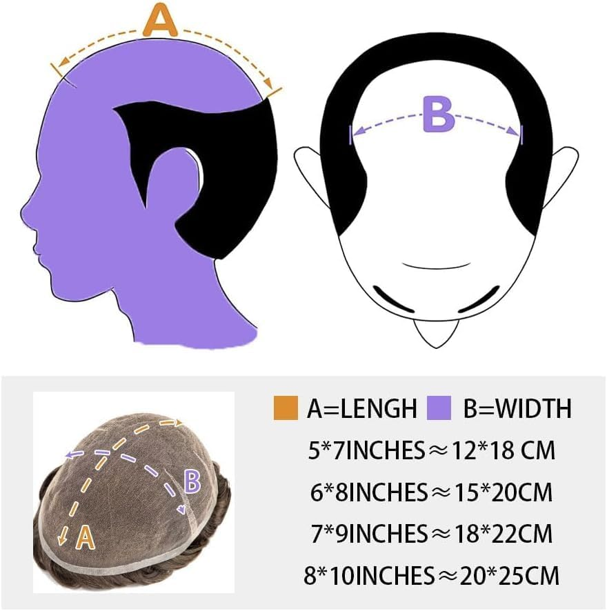 Ehairc Hair System for Men Full Swiss Lace Toupee for Men 100% Real Hair Breathable Men'S Toupee Hairline Bleaching Knots Natural 90% 8 X 10 Inches (#18) image number 6