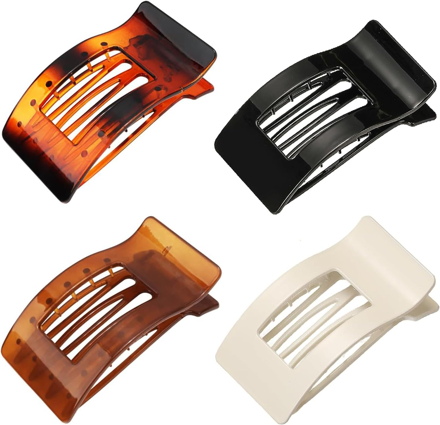 Women'S Hair Clip, Flat Claw Clip, Strong Hold & Non-Slip, Square Large French Hair Clip for Inserting for Thick and Thin Hair, Pack of 4 image number 2