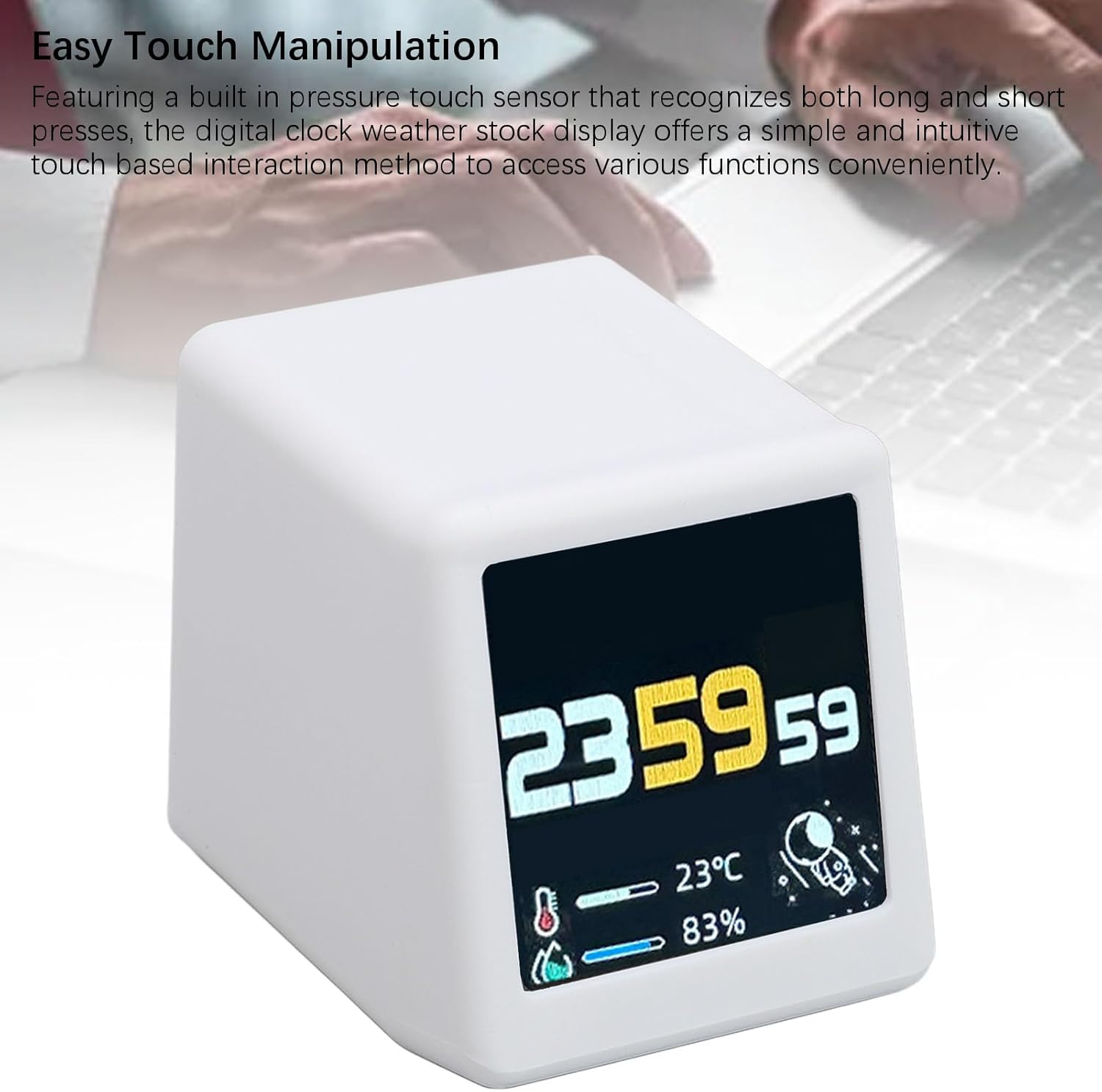 Bitcoin Stock Ticker Monitor Display Time Weather, Wifi Desktop Digital Clock, Multifunctional Easy Using Versatile App Integration, Photo Gallery Features image number 3