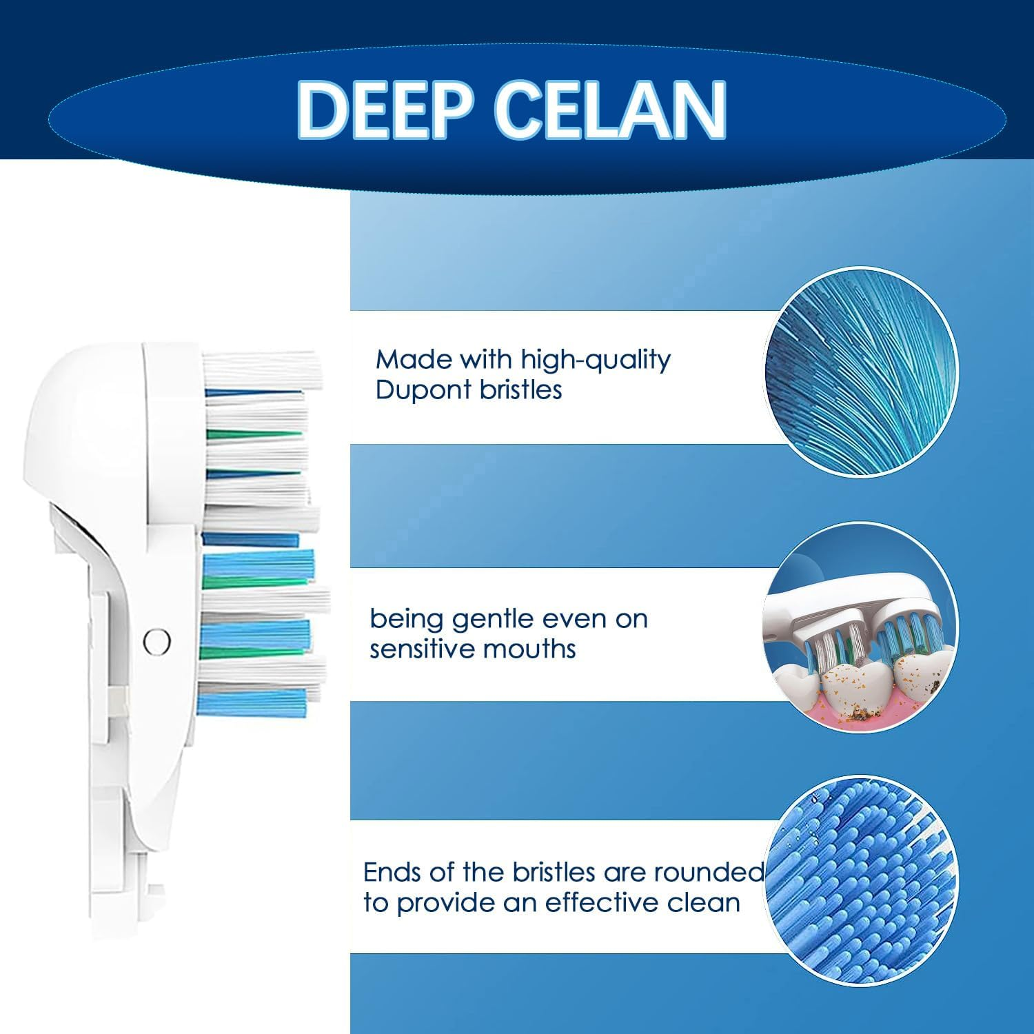 Dual Clean Cross Replacement Toothbrush Heads Compatible with Oral B Complete Action Deep Clean Power Toothbrush 3733 4732 4734, Rotating Brush Heads Set - 8 image number 5