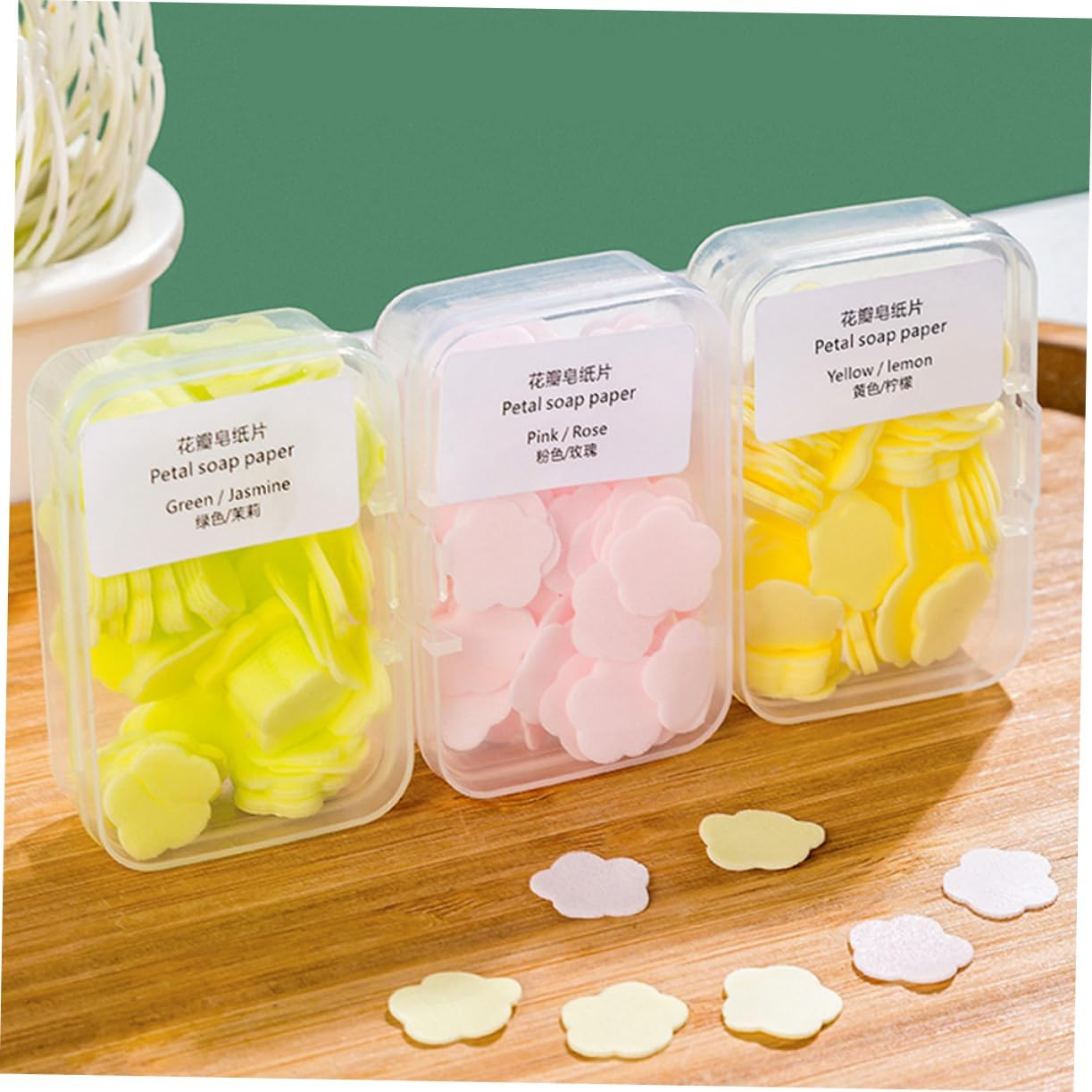 UPKOCH 16 Boxes Portable Disposable Soap Paper Sheets Travel Hand-Washing Soap Flakes in Lemon Milk Rose and Jasmine Scents for Outdoor Use image number 4