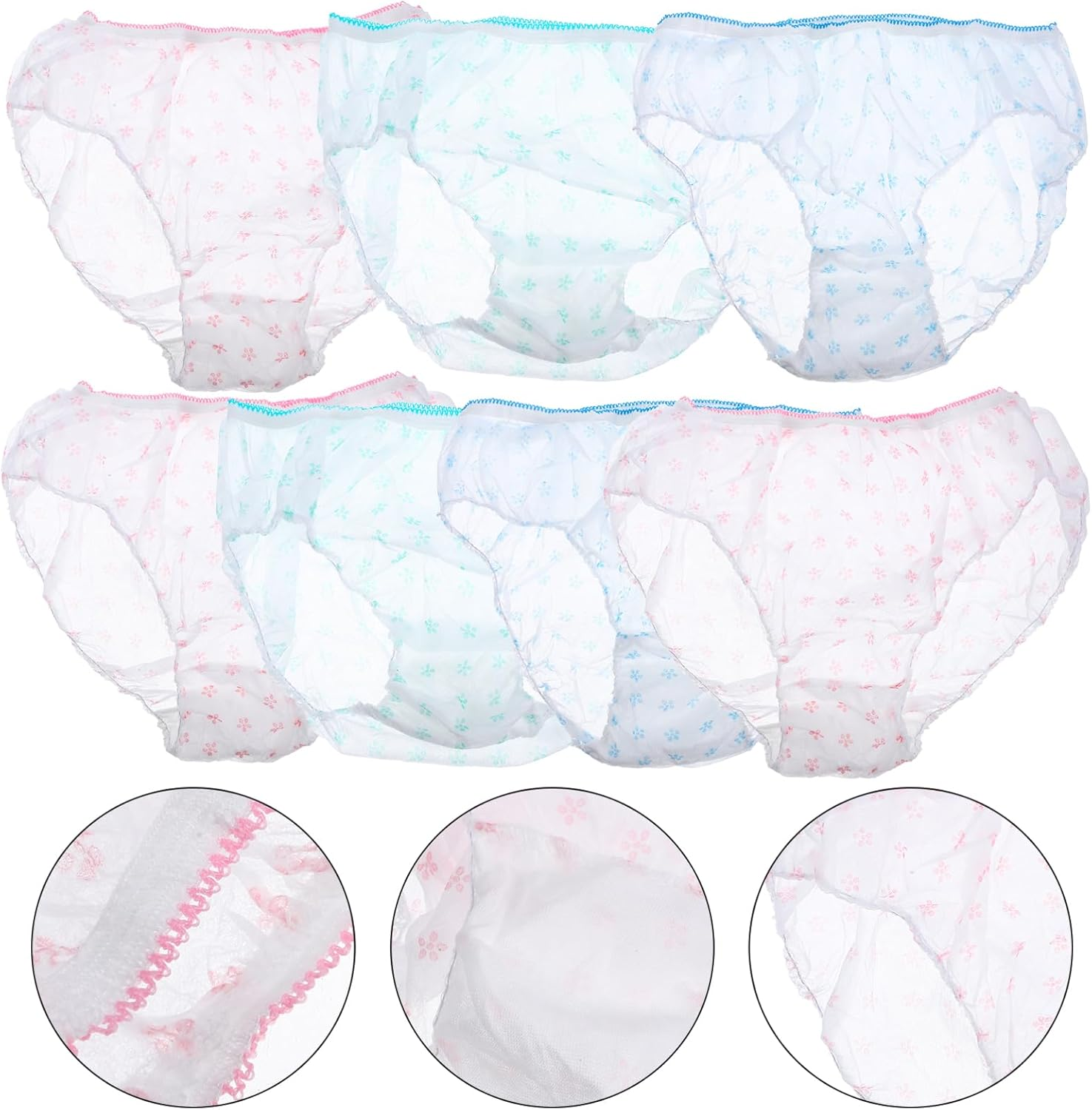 ERINGOGO Maternity Panties Disposable Underwear 7Pcs Non-Woven Odorless Skin-Safe Prenatal Postpartum Briefs Size L Mixed Color High Elasticity Breathable for Mothers image number 1