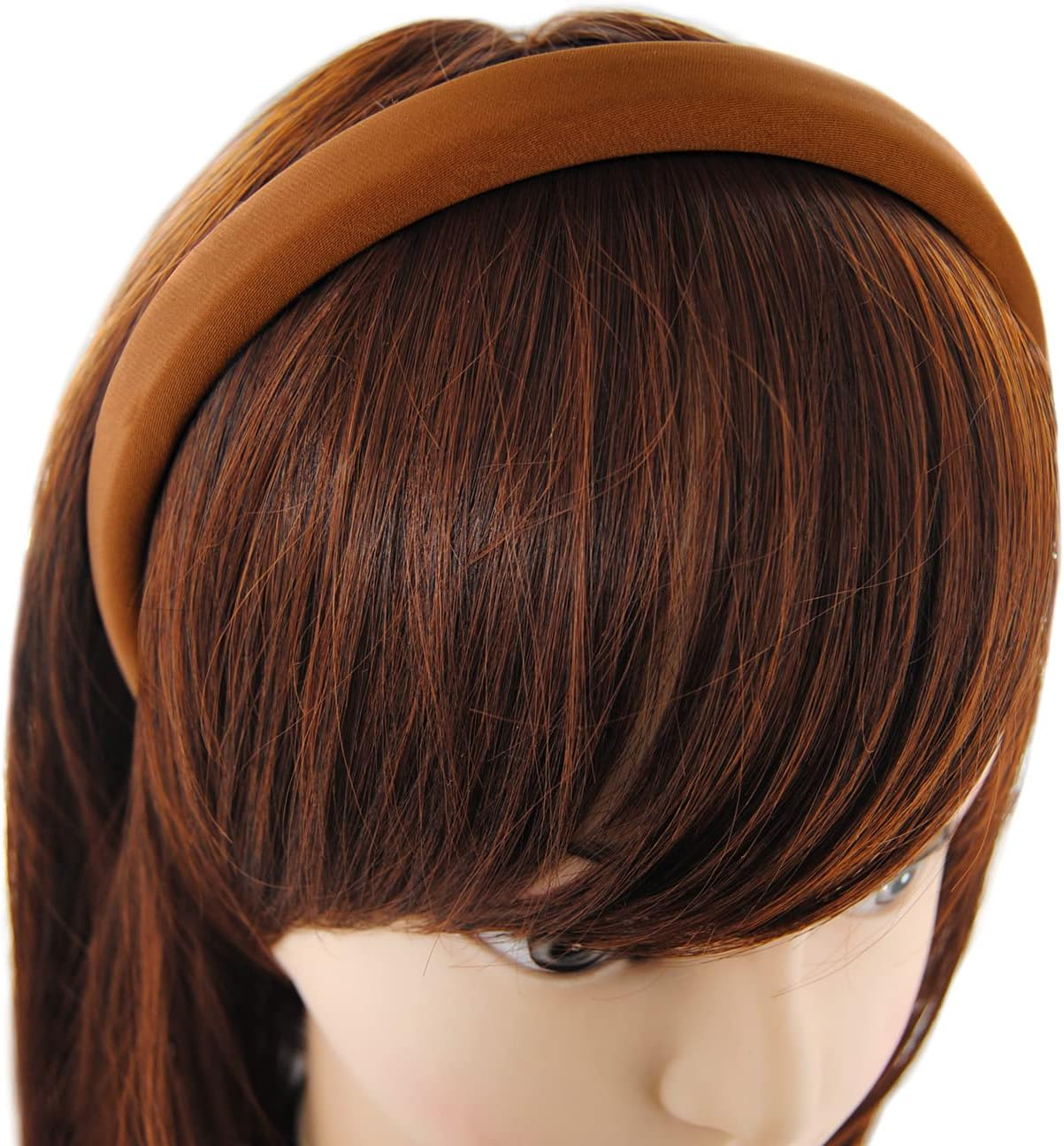 Axy Headband with Fabric Padded Candy Colours - Beautiful Headband Hair Accessories Hair Band HRK7 (Orange Brown) image number 4