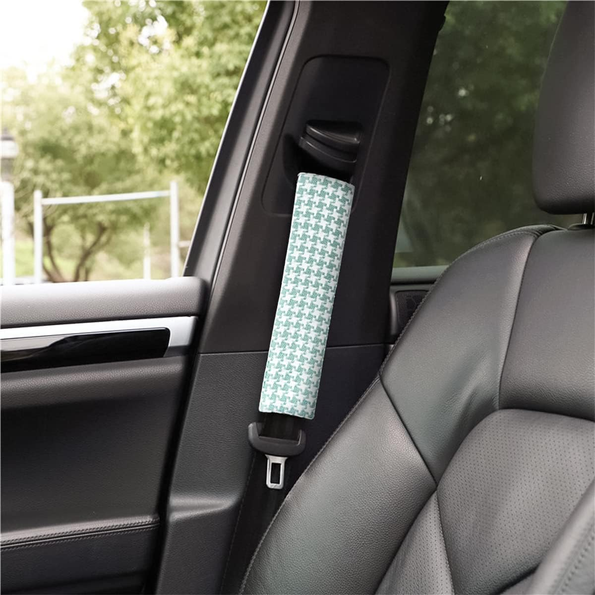 2PCS Car Seat Belt Cover, Soft Auto Seatbelt Shoulder Pad, Cotton and Linen Safety Belt Protector, Comfortable Seatbelt Strap Protection, Universal Automotive Interior Accessories (Green, One Size) image number 3