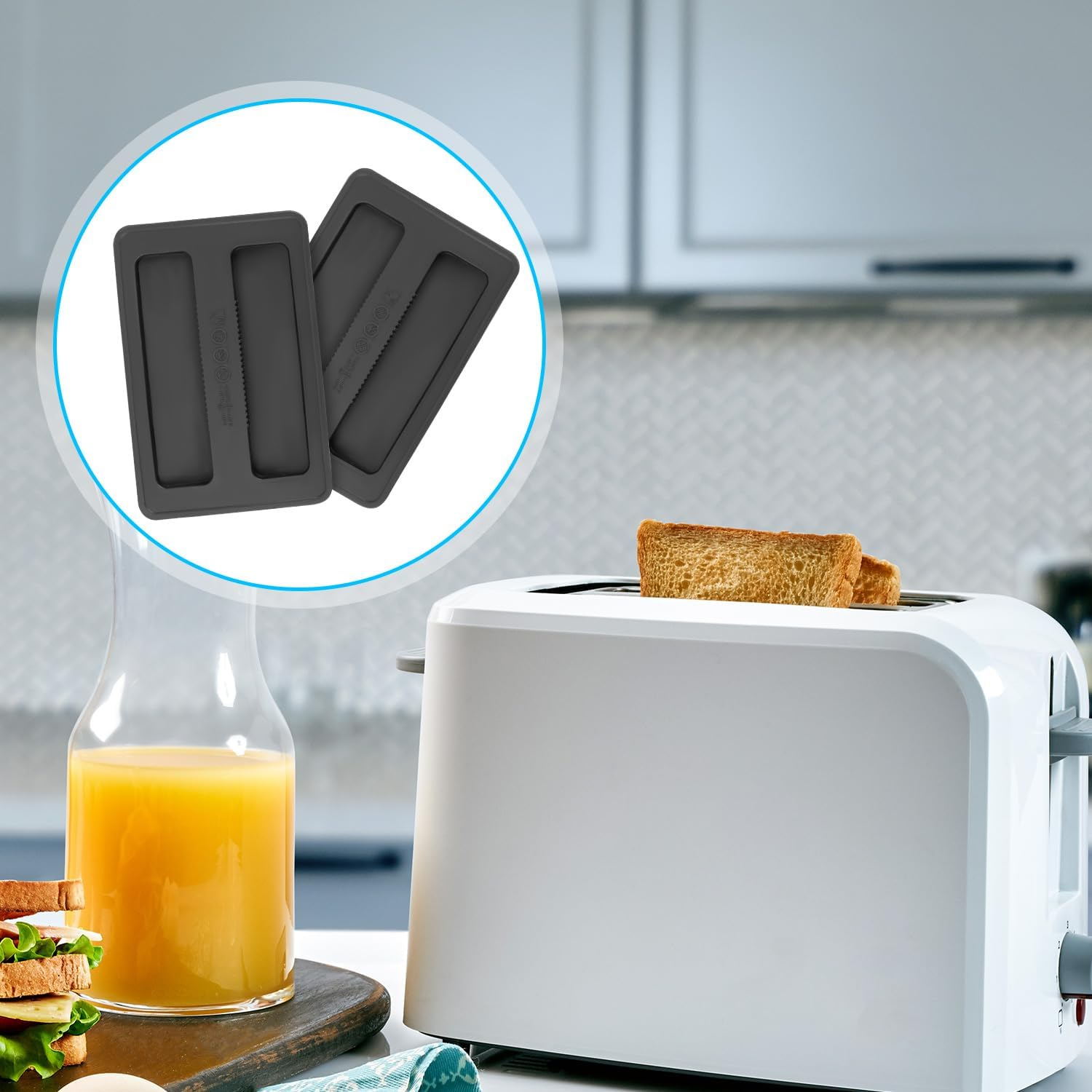 2Pcs Toaster Cover, Black Silicone Toaster Lid 2 Slices Dust Cover for Bread Machine Top Cover for Toaster for Baking Supplies image number 2