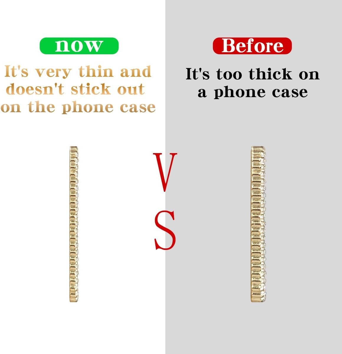 Bling Mirror Decal for Phone Case Phone Charm, Slim Design, Travel Acrylic Mirror Sticker Stick on Back of Phone Charm (Square) Gold image number 2