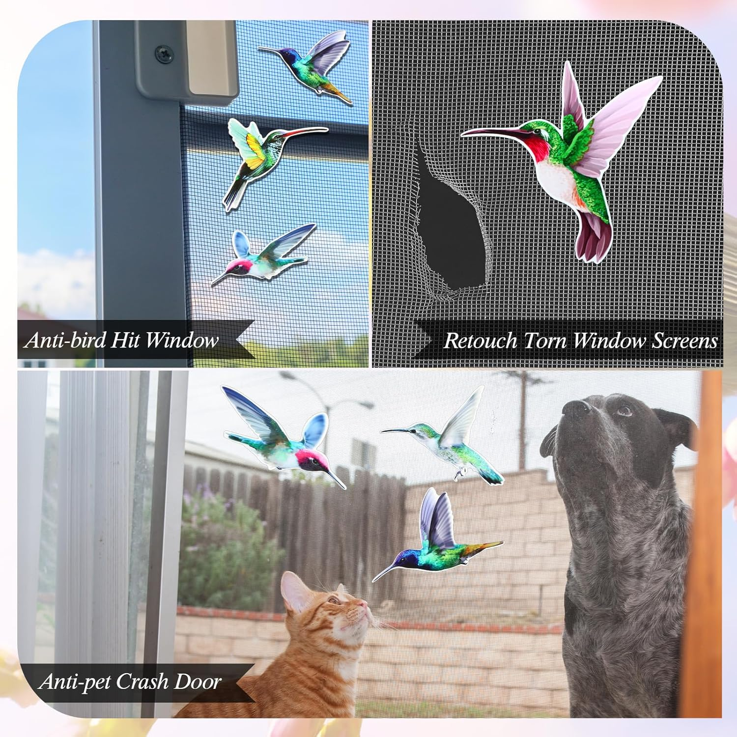 12 Pieces Humming Bird Screen Saver Magnets Decorative Flexible Double Sided Magnetic Stickers for Screen Doors, Patio Doors Decoration, Helps to Stop Walking into Screens image number 6